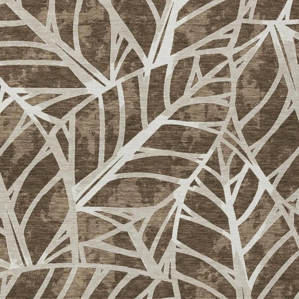 3' X 5' Chocolate And Brown Botanical Leaves Washable Indoor Outdoor Area Rug Homeroots Outdoor