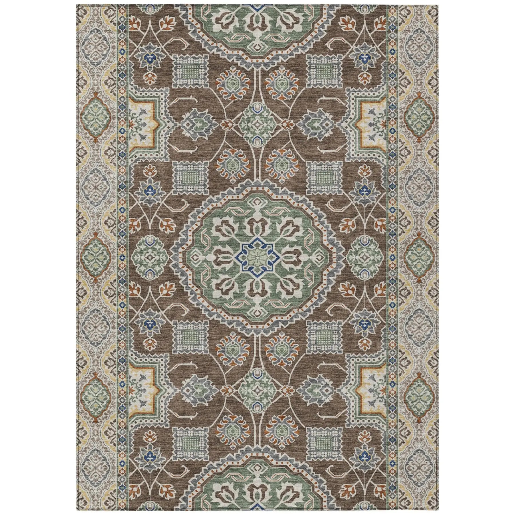 3' X 5' Chocolate And Brown Floral Medallion Washable Indoor Outdoor Area Rug Homeroots Outdoor