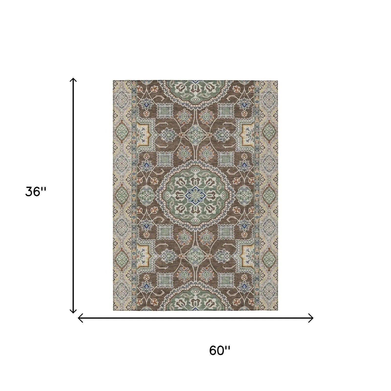 3' X 5' Chocolate And Brown Floral Medallion Washable Indoor Outdoor Area Rug Homeroots Outdoor