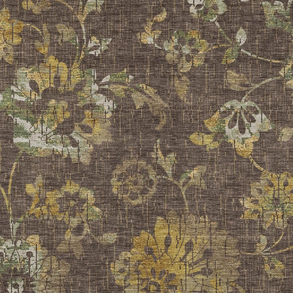 3' X 5' Chocolate And Brown Floral Washable Indoor Outdoor Area Rug Homeroots Outdoor