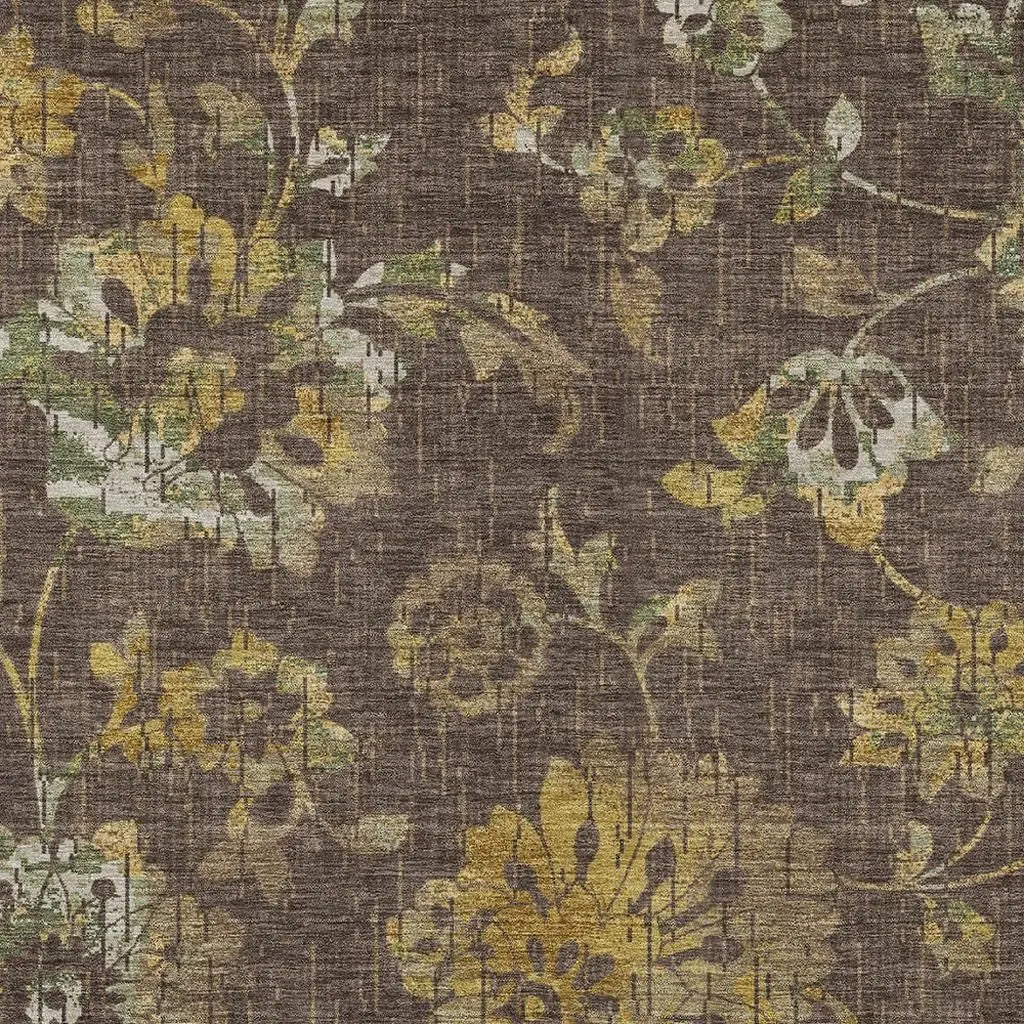 3' X 5' Chocolate And Brown Floral Washable Indoor Outdoor Area Rug Homeroots Outdoor