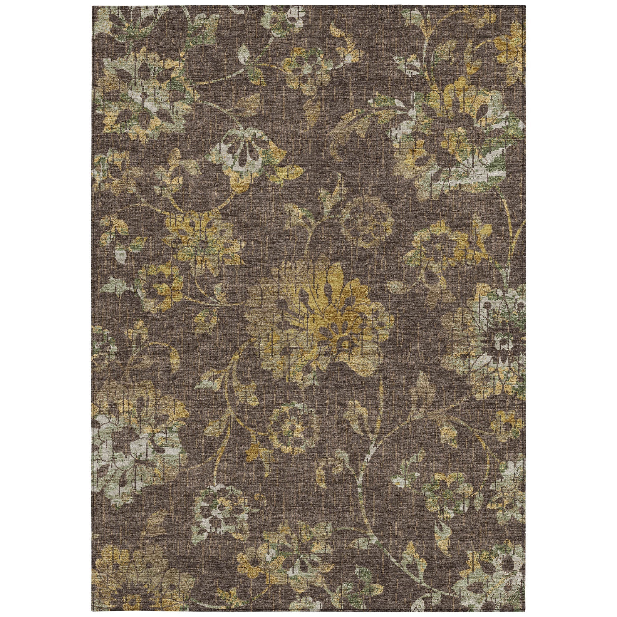 3' X 5' Chocolate And Brown Floral Washable Indoor Outdoor Area Rug Homeroots Outdoor