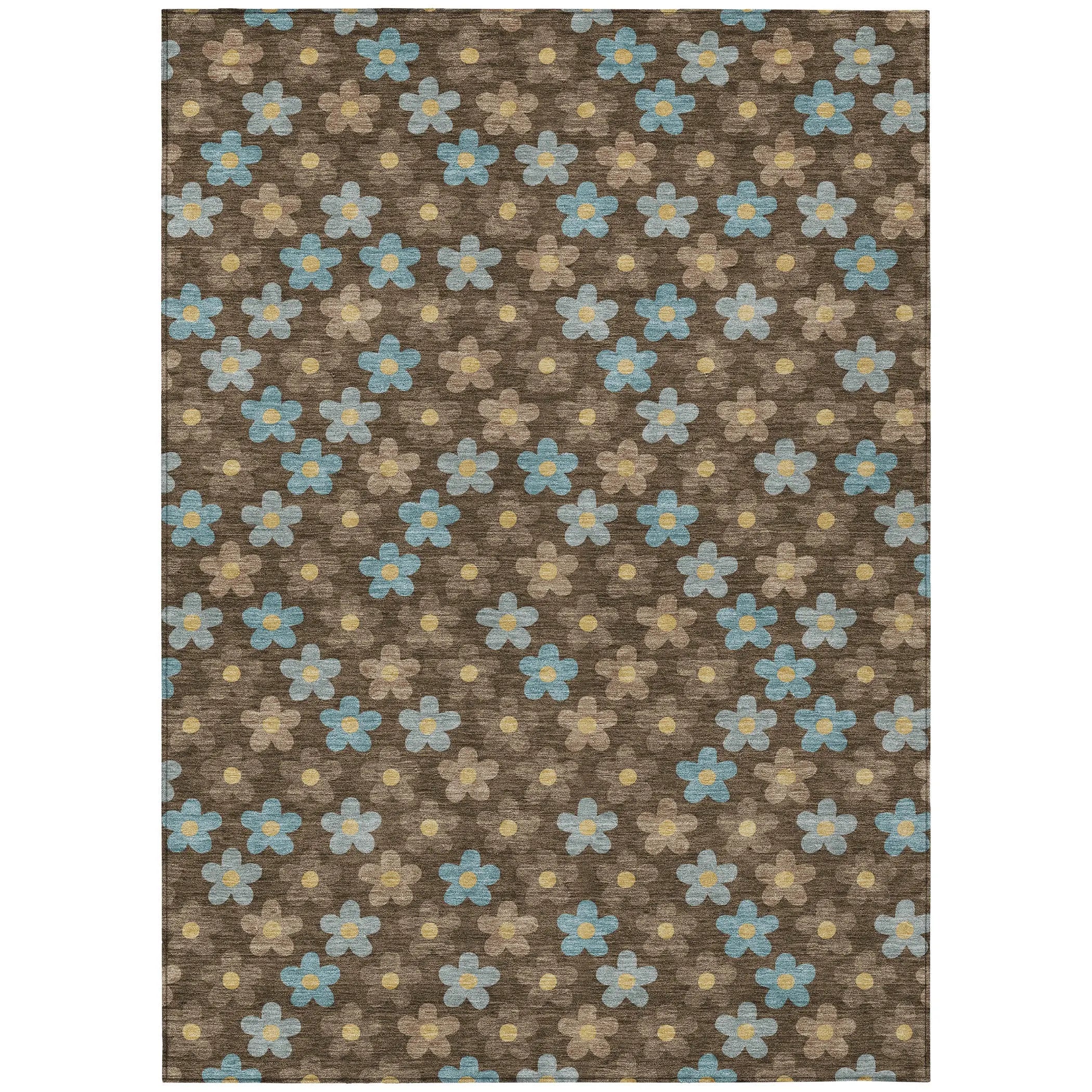 3' X 5' Chocolate And Brown Floral Washable Indoor Outdoor Area Rug Homeroots Outdoor