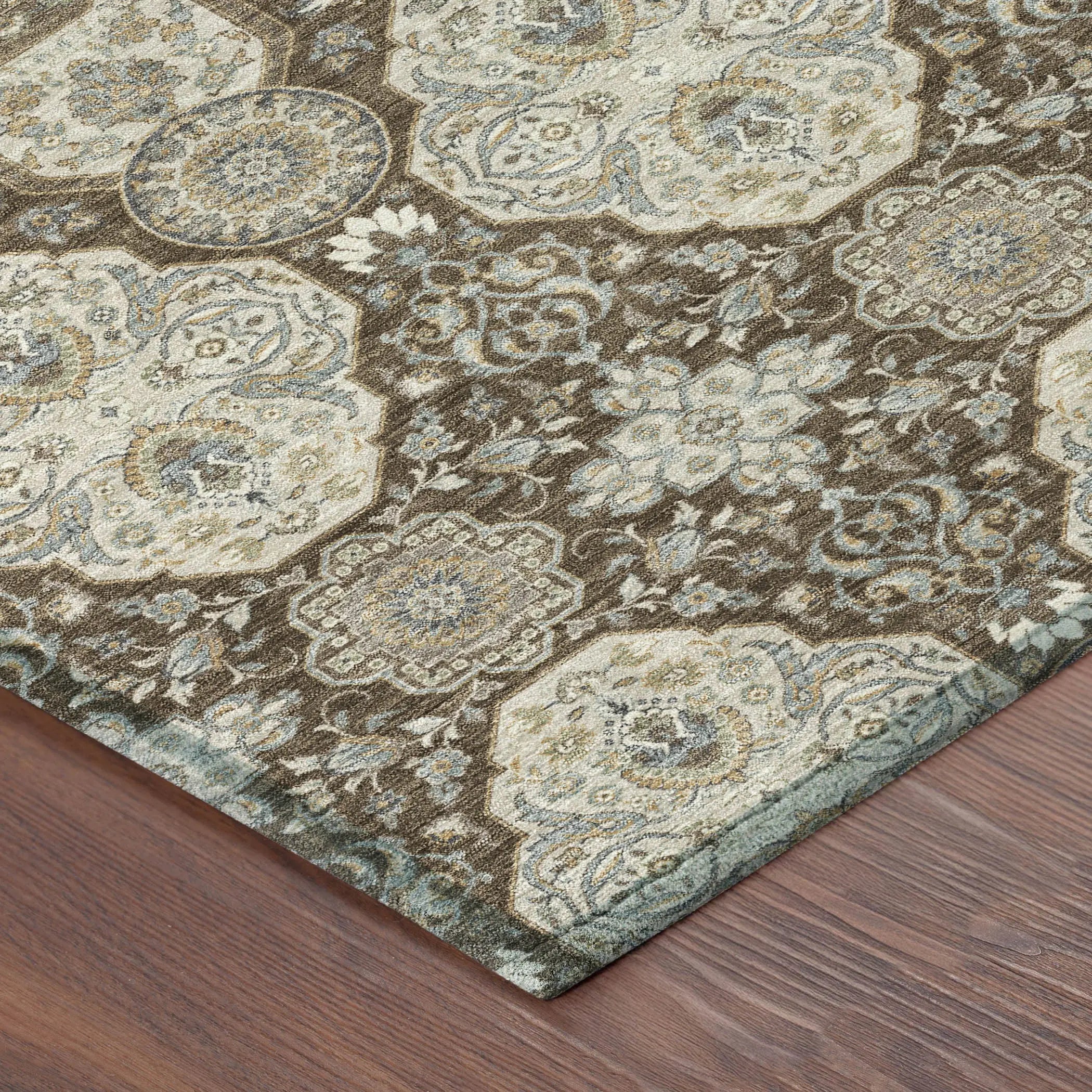 3' X 5' Chocolate And Brown Floral Washable Indoor Outdoor Area Rug Homeroots Outdoor