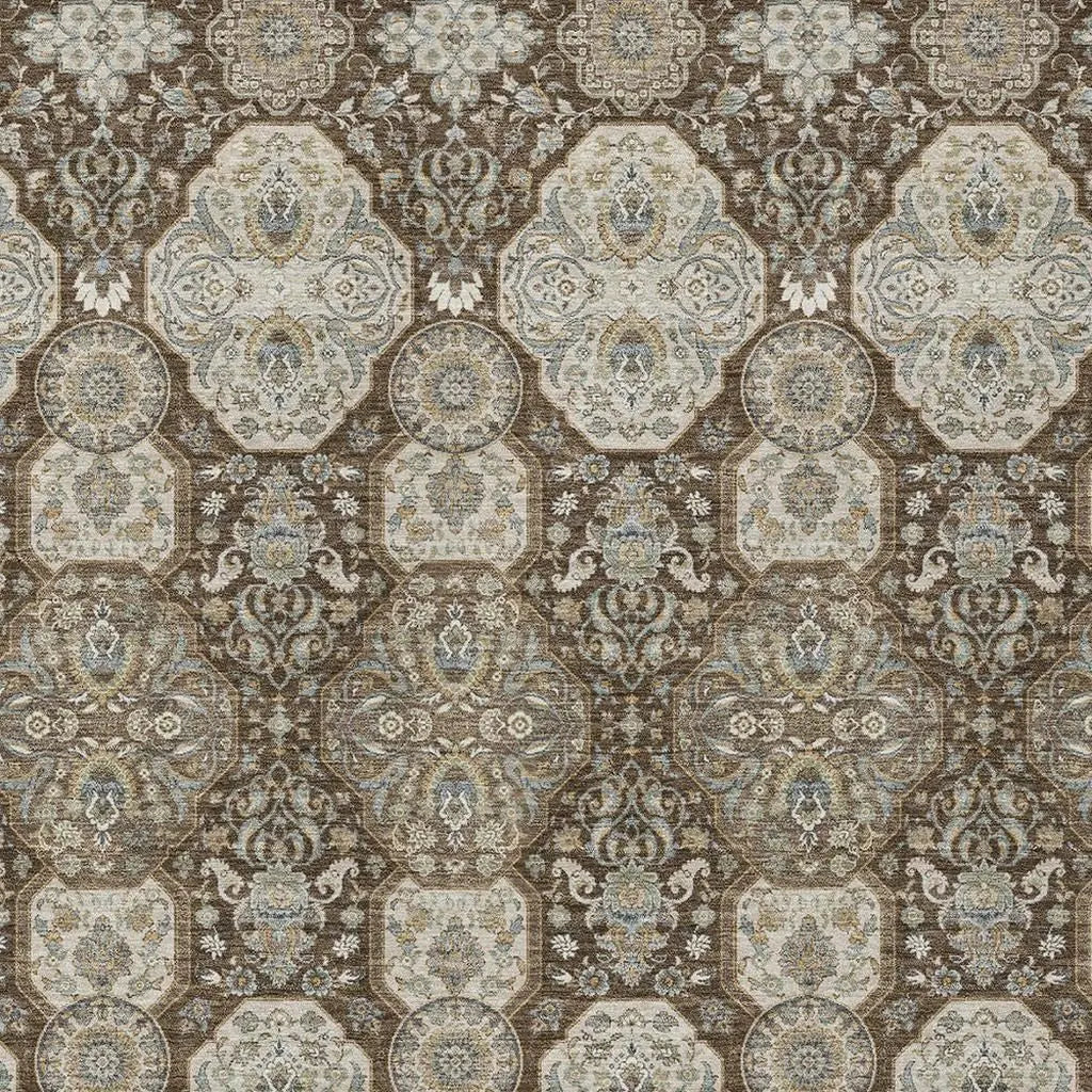 3' X 5' Chocolate And Brown Floral Washable Indoor Outdoor Area Rug Homeroots Outdoor