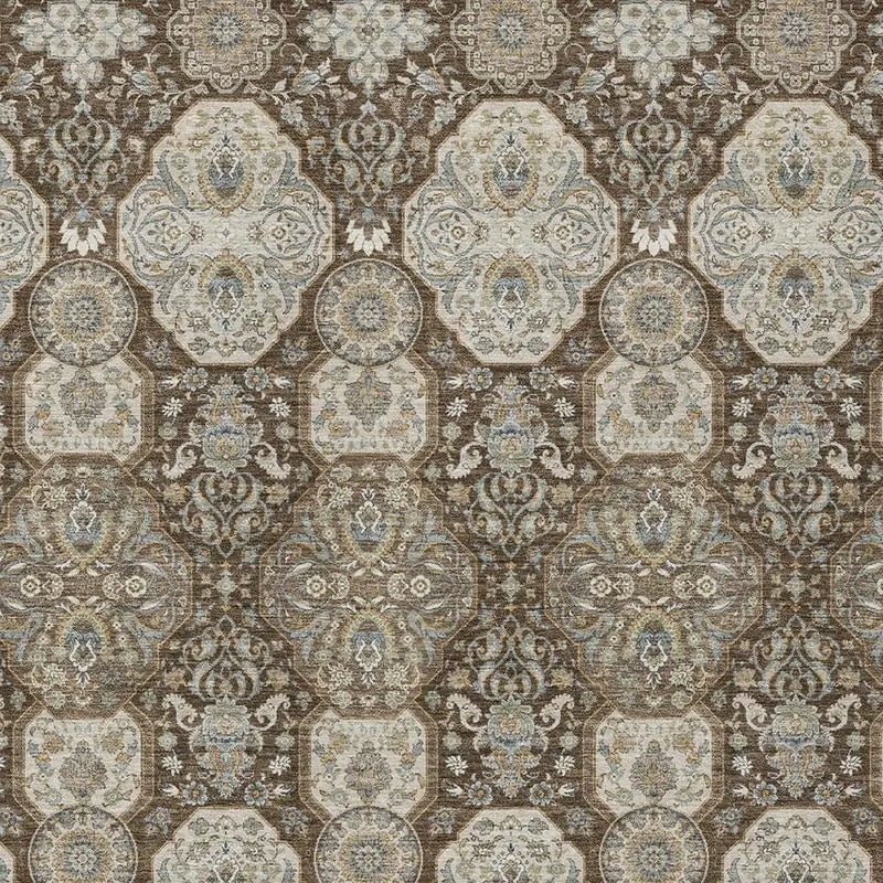 3' X 5' Chocolate And Brown Floral Washable Indoor Outdoor Area Rug Homeroots Outdoor