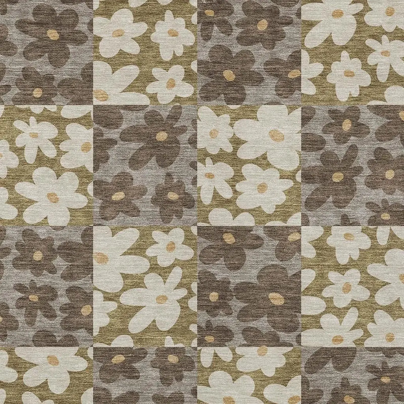 3' X 5' Chocolate And Brown Floral Washable Indoor Outdoor Area Rug Homeroots Outdoor