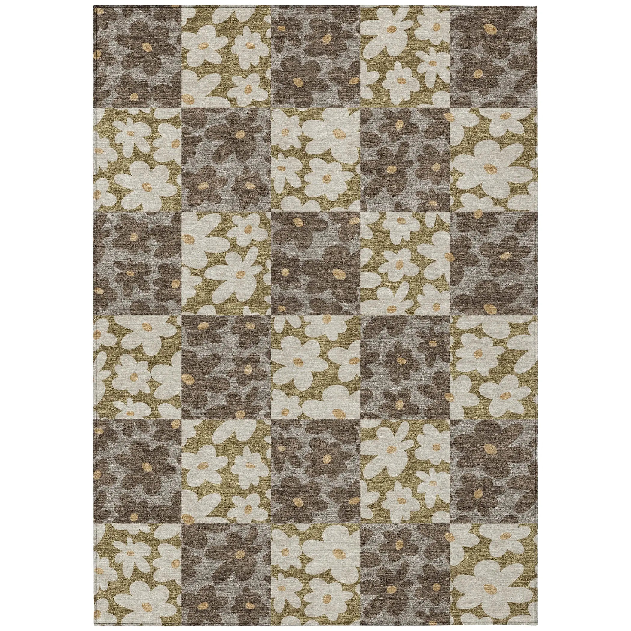 3' X 5' Chocolate And Brown Floral Washable Indoor Outdoor Area Rug Homeroots Outdoor