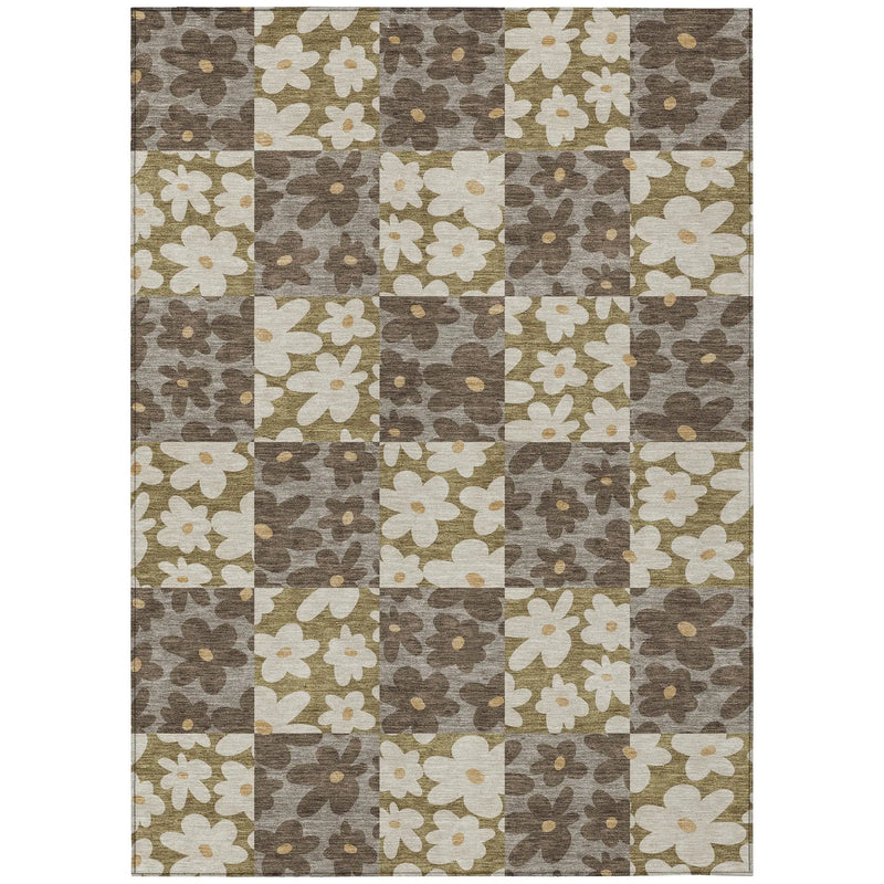 3' X 5' Chocolate And Brown Floral Washable Indoor Outdoor Area Rug Homeroots Outdoor