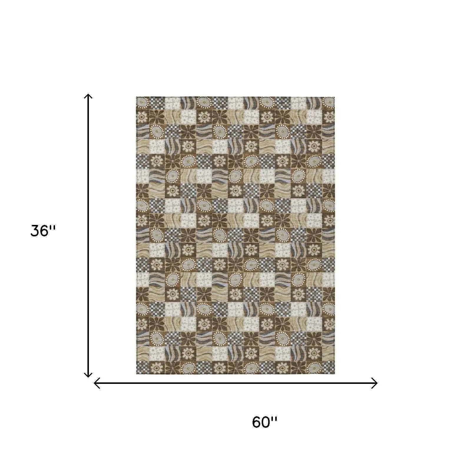 3' X 5' Chocolate And Brown Floral Washable Indoor Outdoor Area Rug Homeroots Outdoor