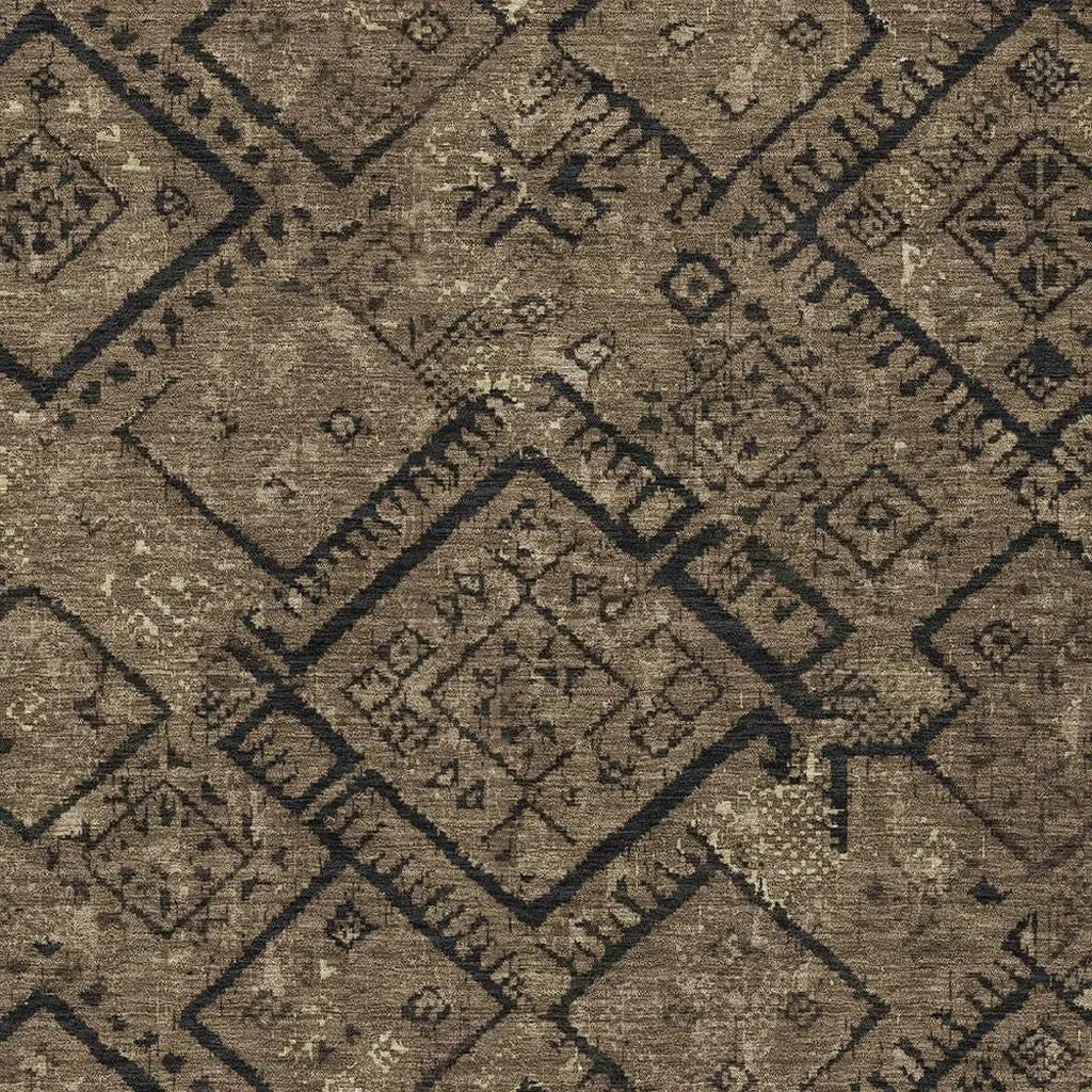 3' X 5' Chocolate And Brown Geometric Washable Indoor Outdoor Area Rug Homeroots Outdoor