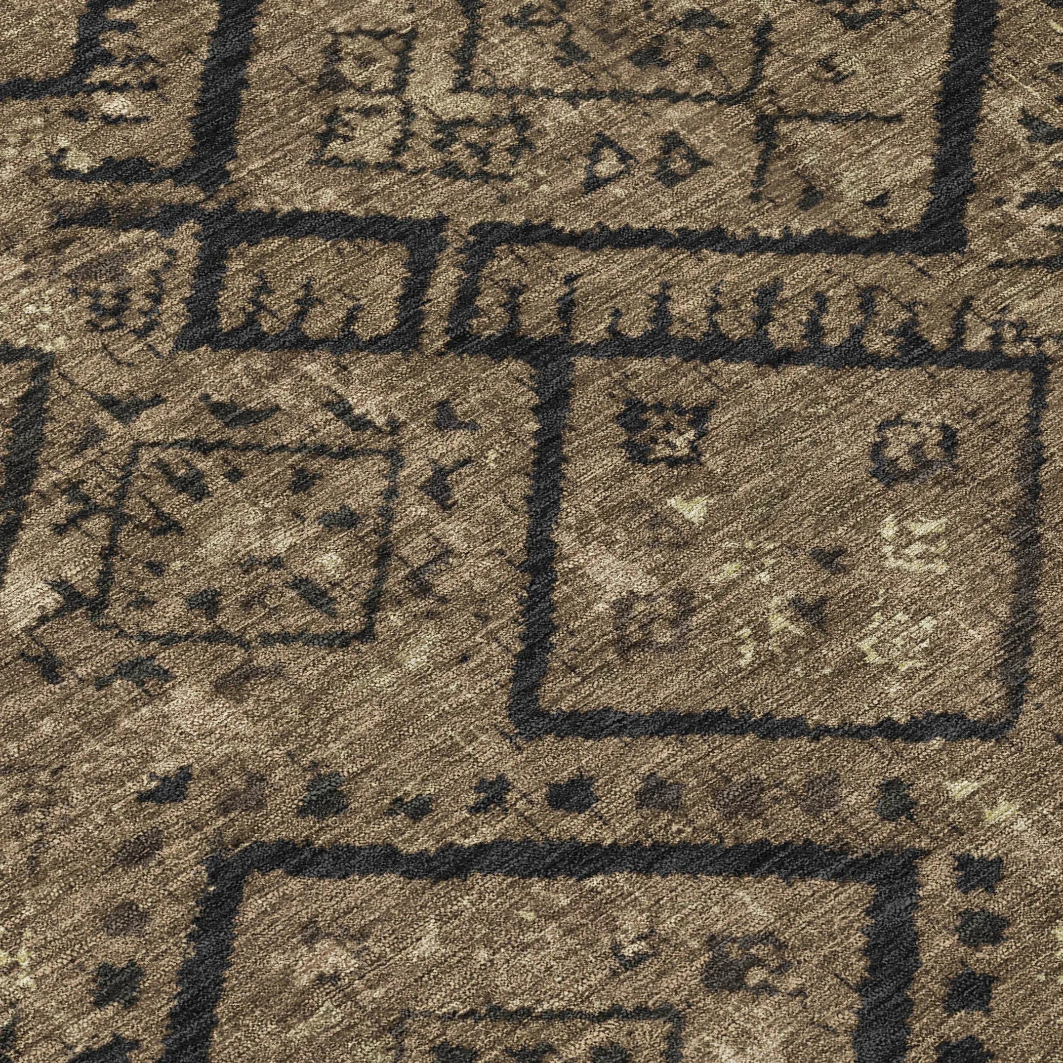 3' X 5' Chocolate And Brown Geometric Washable Indoor Outdoor Area Rug Homeroots Outdoor