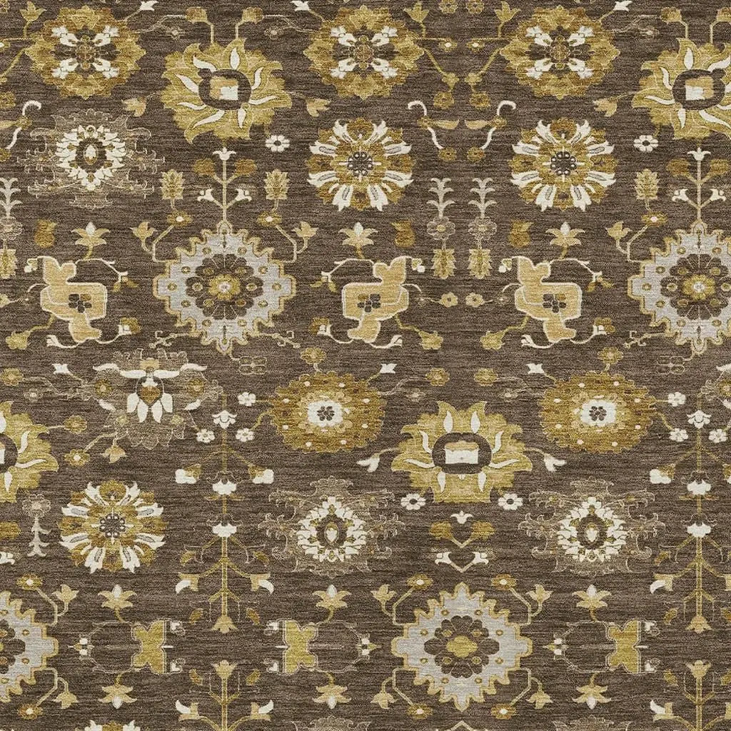 3' X 5' Chocolate And Brown Geometric Washable Indoor Outdoor Area Rug Homeroots Outdoor