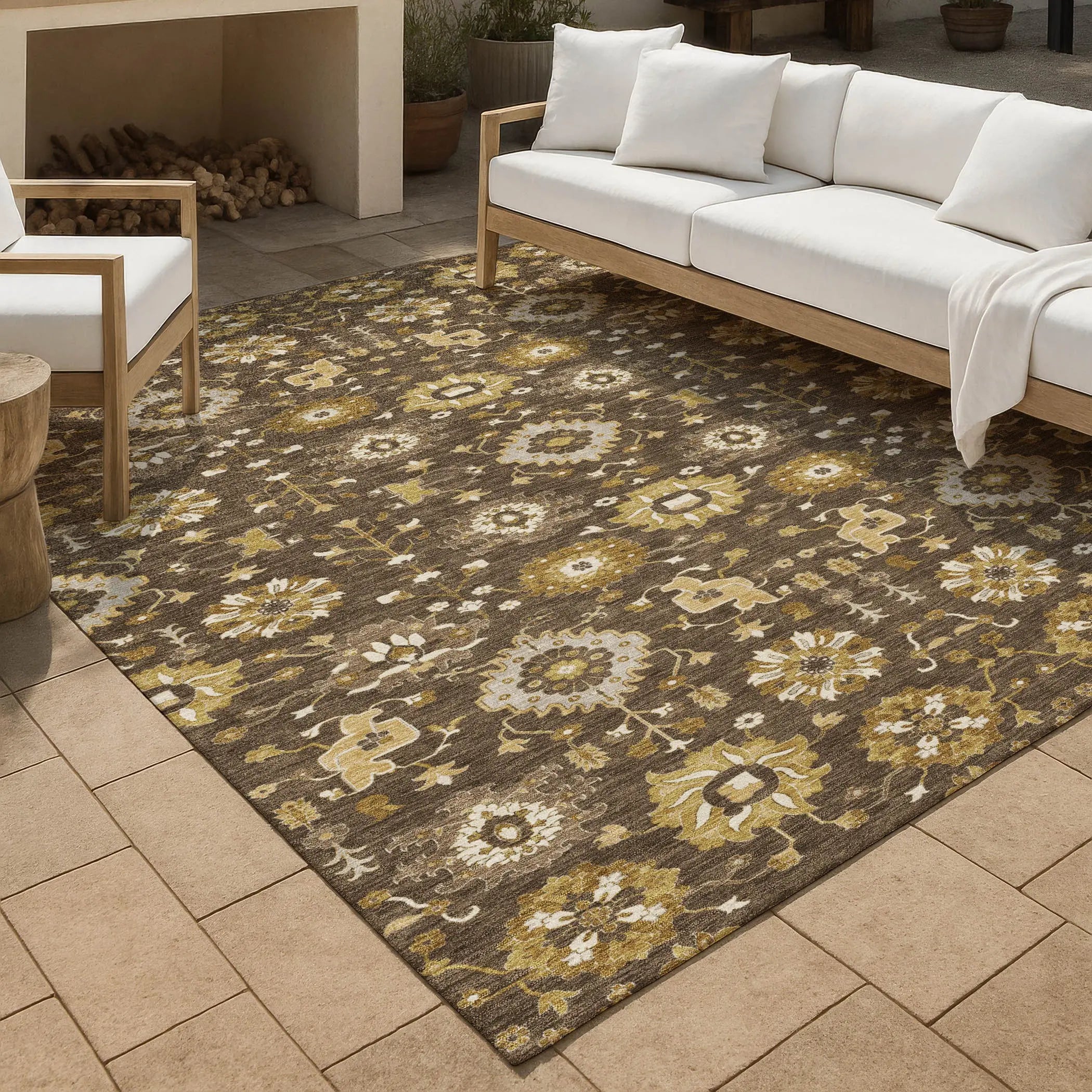 3' X 5' Chocolate And Brown Geometric Washable Indoor Outdoor Area Rug Homeroots Outdoor