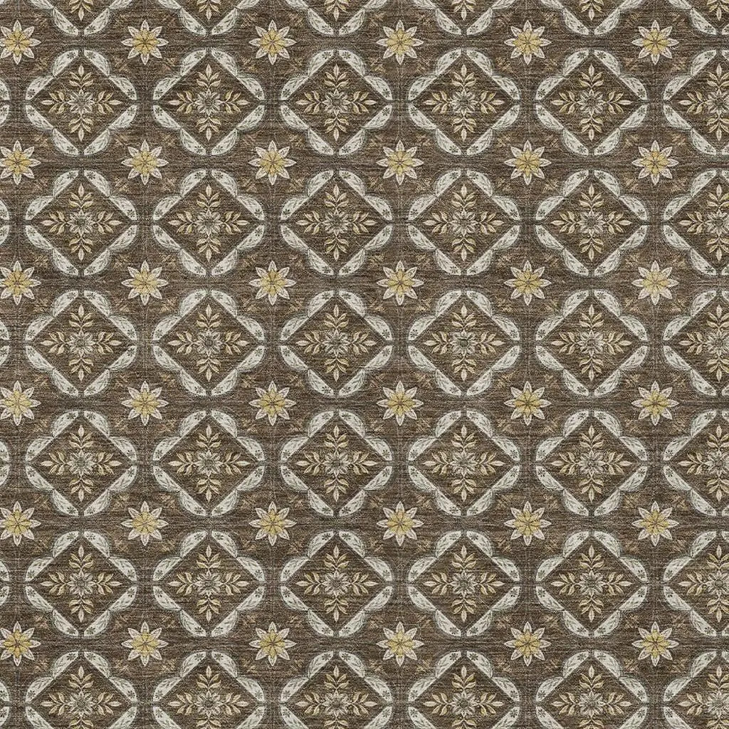 3' X 5' Chocolate And Brown Geometric Washable Indoor Outdoor Area Rug Homeroots Outdoor