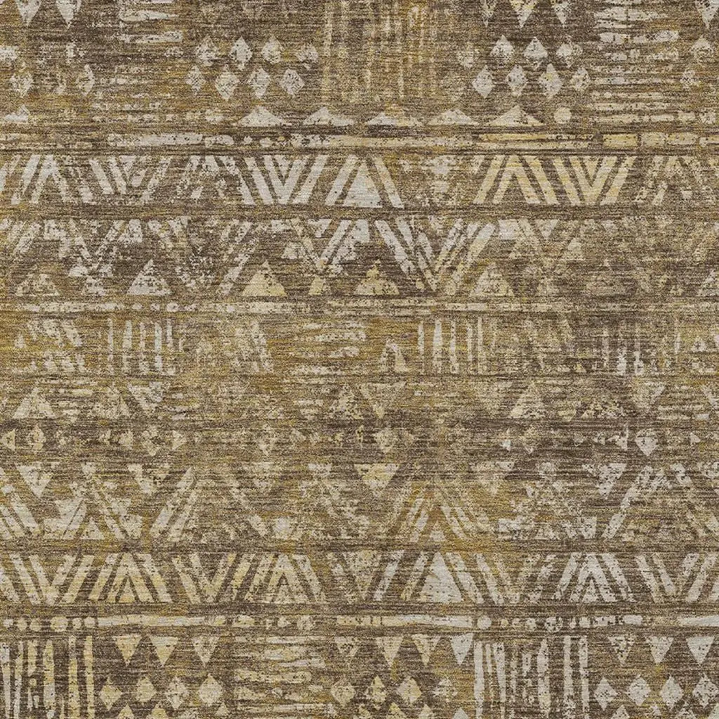 3' X 5' Chocolate And Brown Geometric Washable Indoor Outdoor Area Rug Homeroots Outdoor