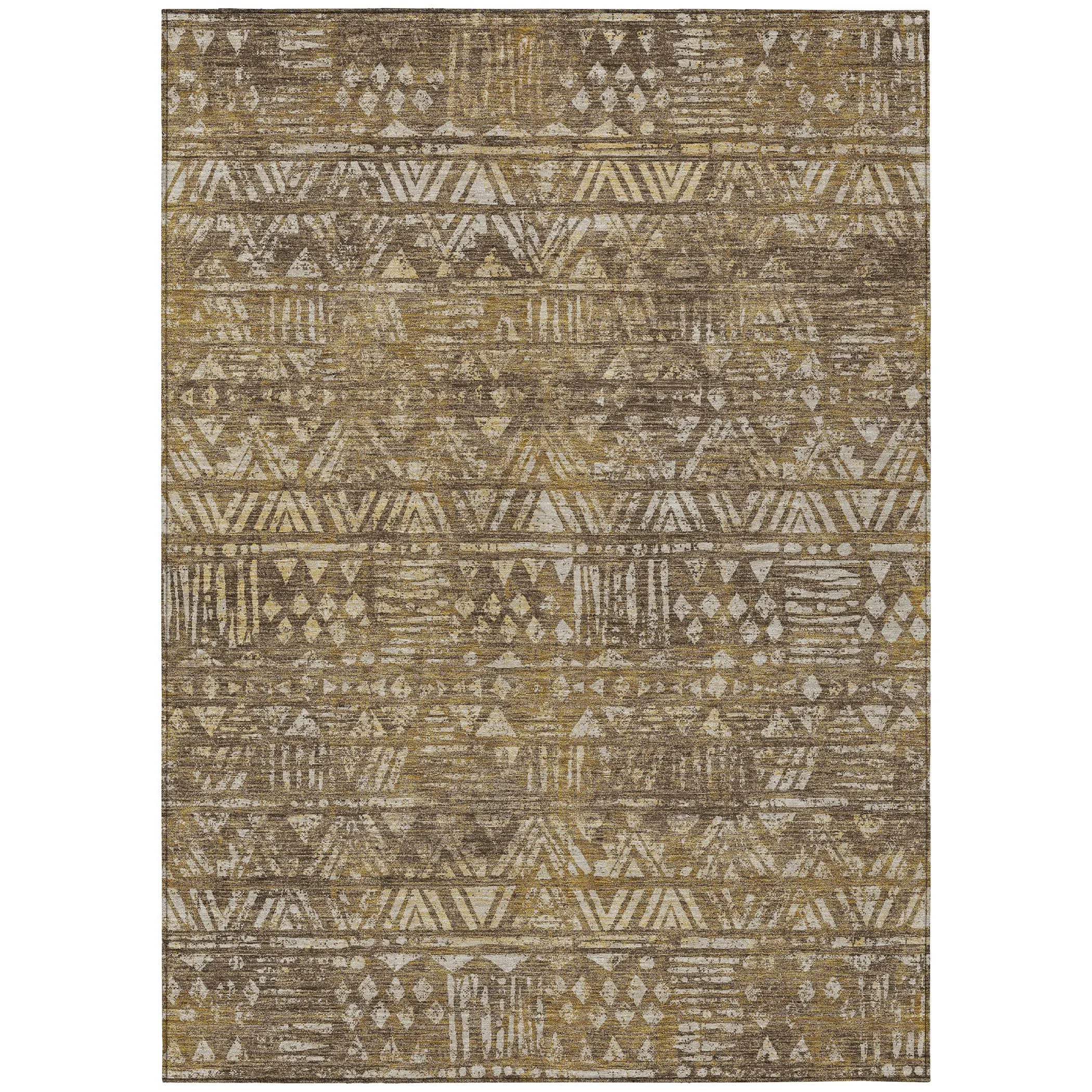 3' X 5' Chocolate And Brown Geometric Washable Indoor Outdoor Area Rug Homeroots Outdoor