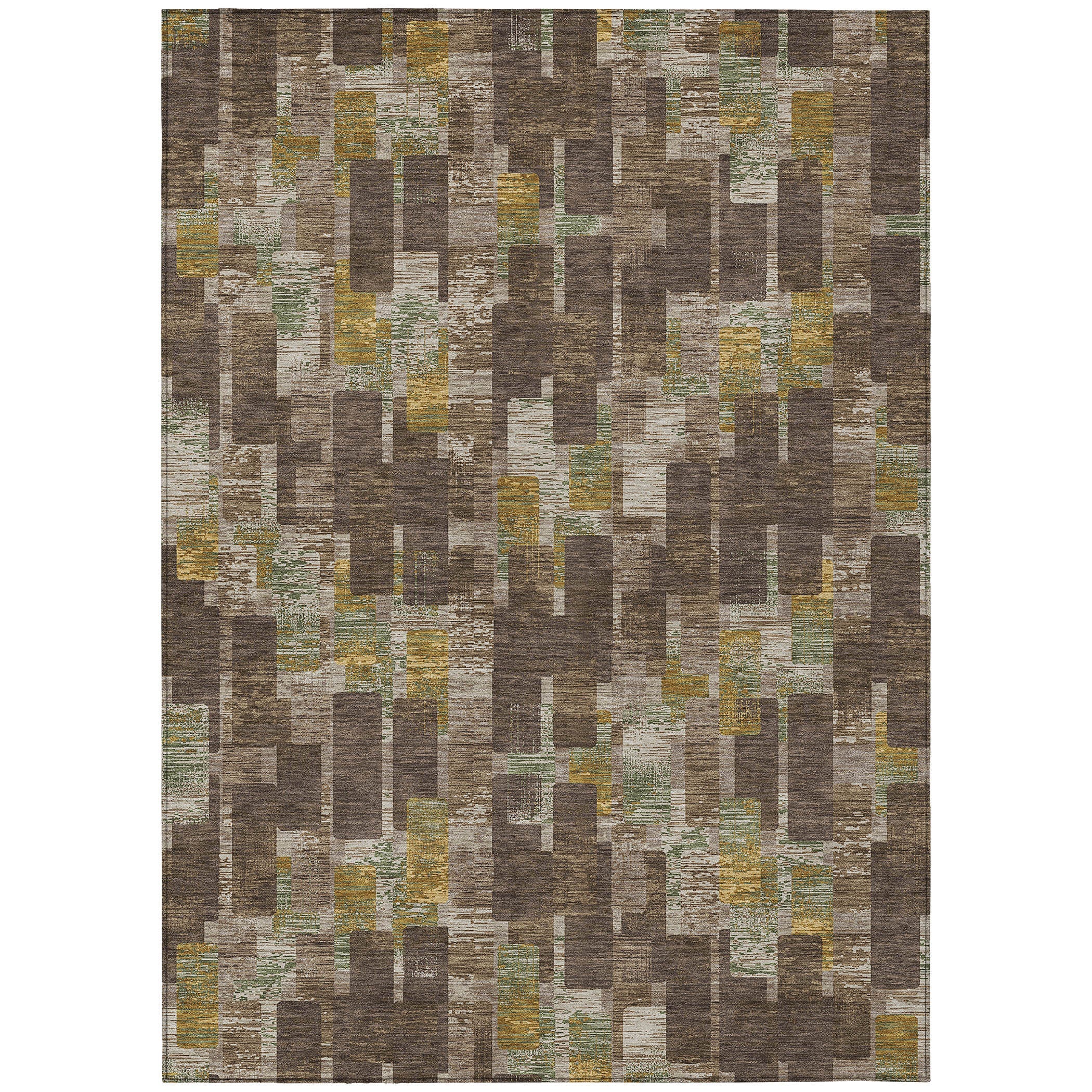 3' X 5' Chocolate And Brown Geometric Washable Indoor Outdoor Area Rug Homeroots Outdoor