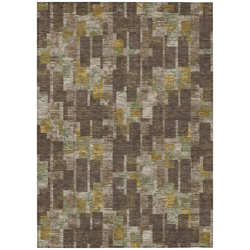 3' X 5' Chocolate And Brown Geometric Washable Indoor Outdoor Area Rug Homeroots Outdoor
