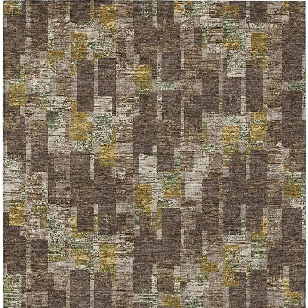3' X 5' Chocolate And Brown Geometric Washable Indoor Outdoor Area Rug Homeroots Outdoor