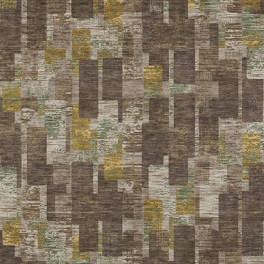 3' X 5' Chocolate And Brown Geometric Washable Indoor Outdoor Area Rug Homeroots Outdoor