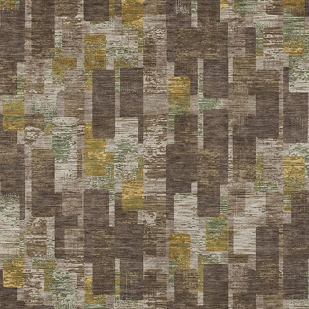 3' X 5' Chocolate And Brown Geometric Washable Indoor Outdoor Area Rug Homeroots Outdoor