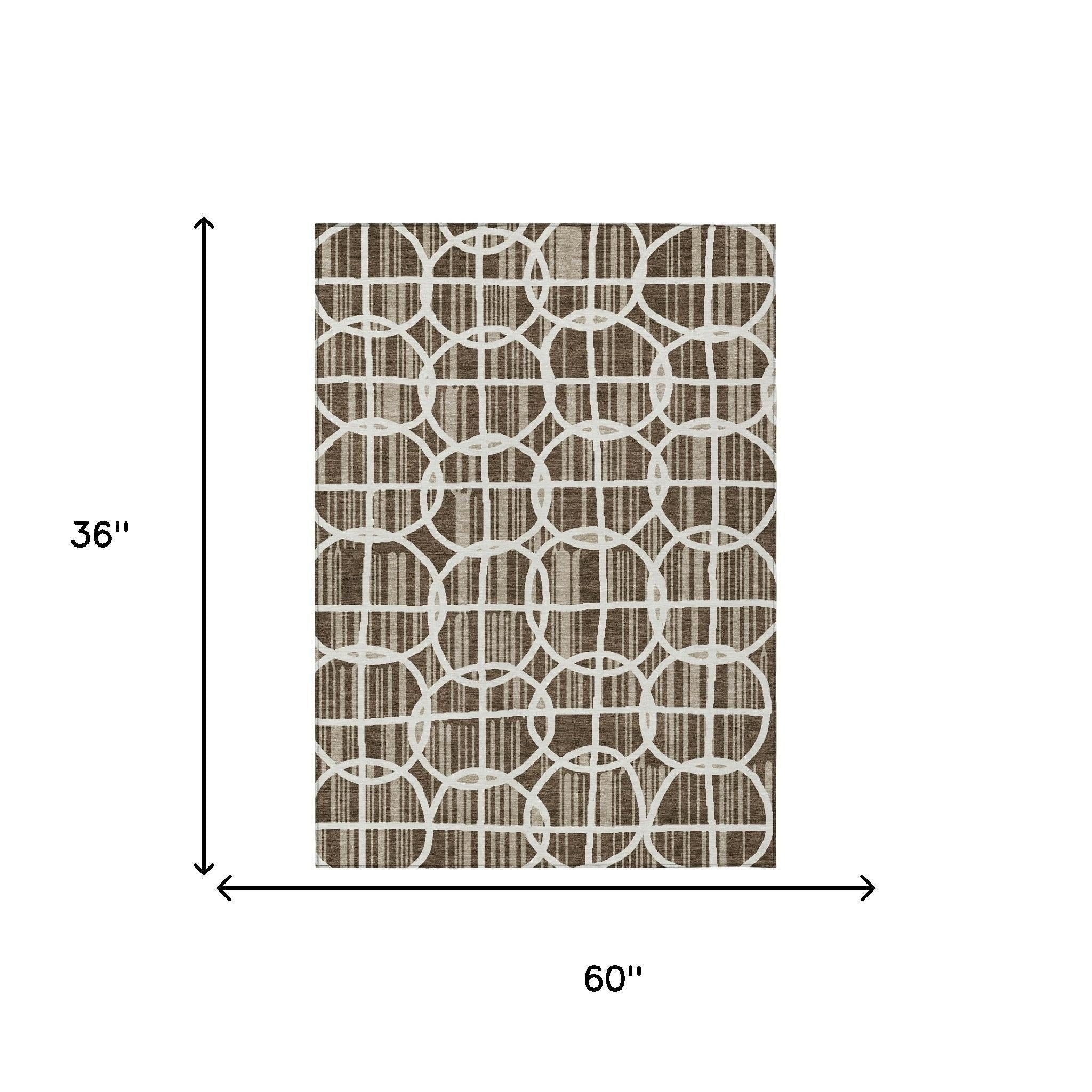 3' X 5' Chocolate And Brown Geometric Washable Indoor Outdoor Area Rug Homeroots Outdoor