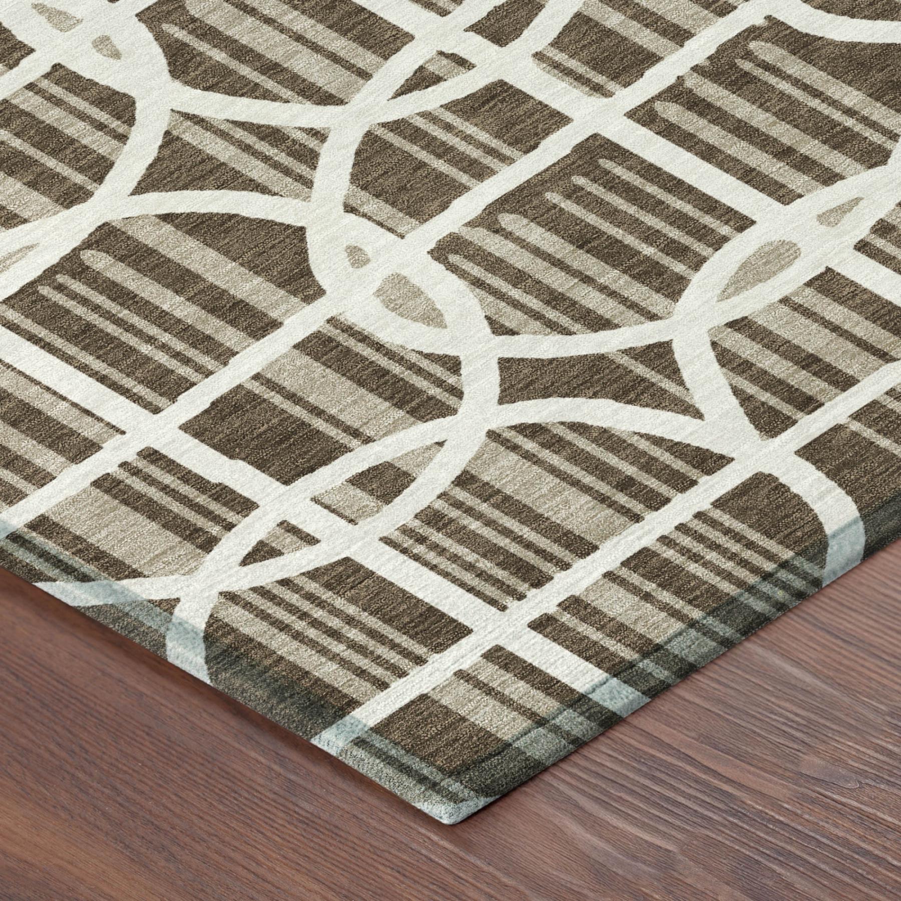 3' X 5' Chocolate And Brown Geometric Washable Indoor Outdoor Area Rug Homeroots Outdoor