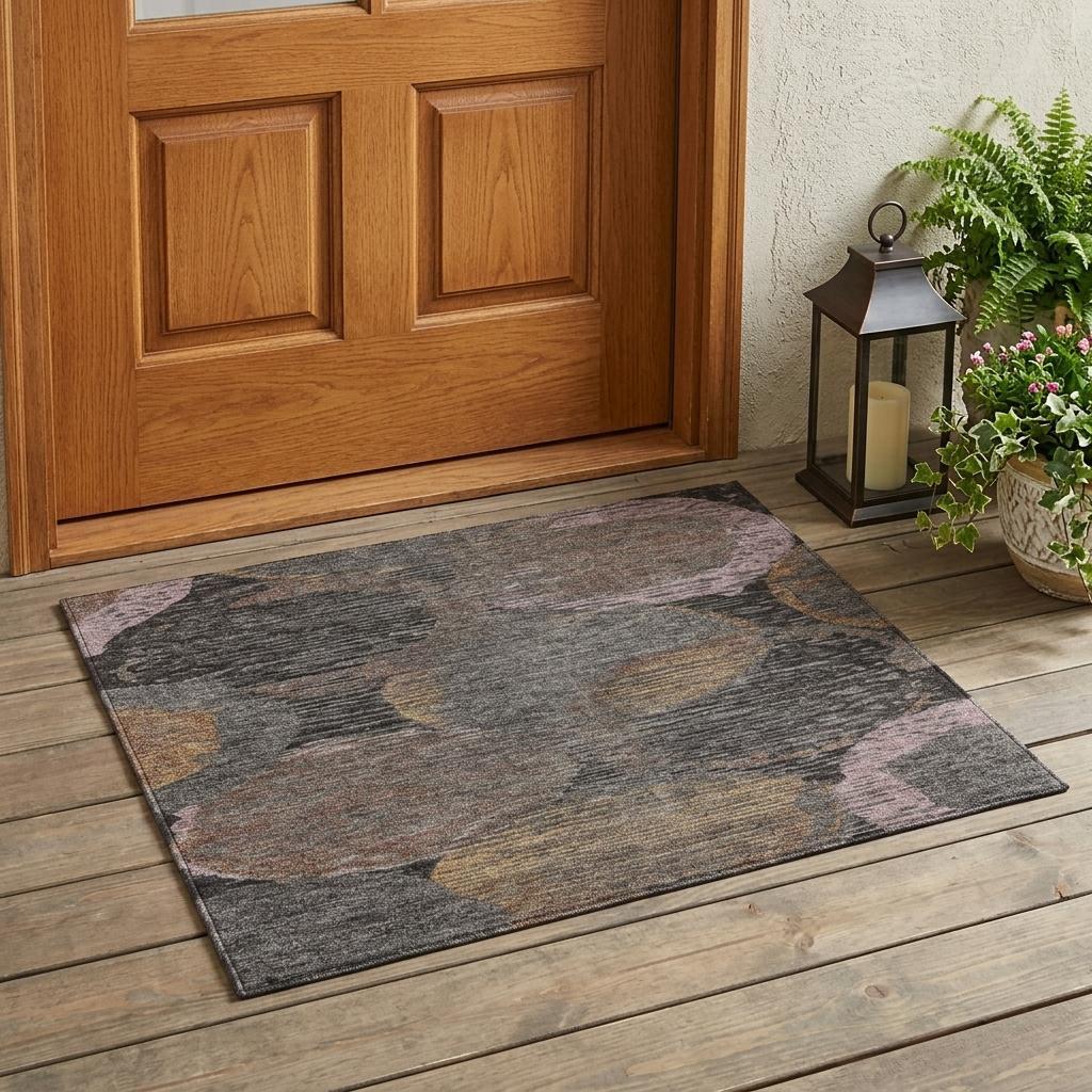 3' X 5' Chocolate And Brown Geometric Washable Indoor Outdoor Area Rug Homeroots Outdoor