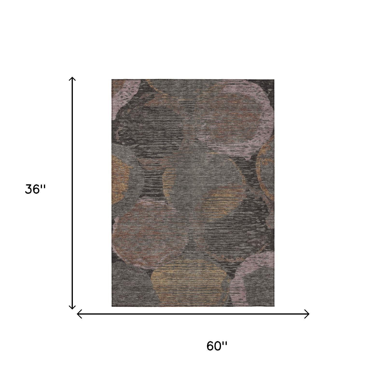 3' X 5' Chocolate And Brown Geometric Washable Indoor Outdoor Area Rug Homeroots Outdoor