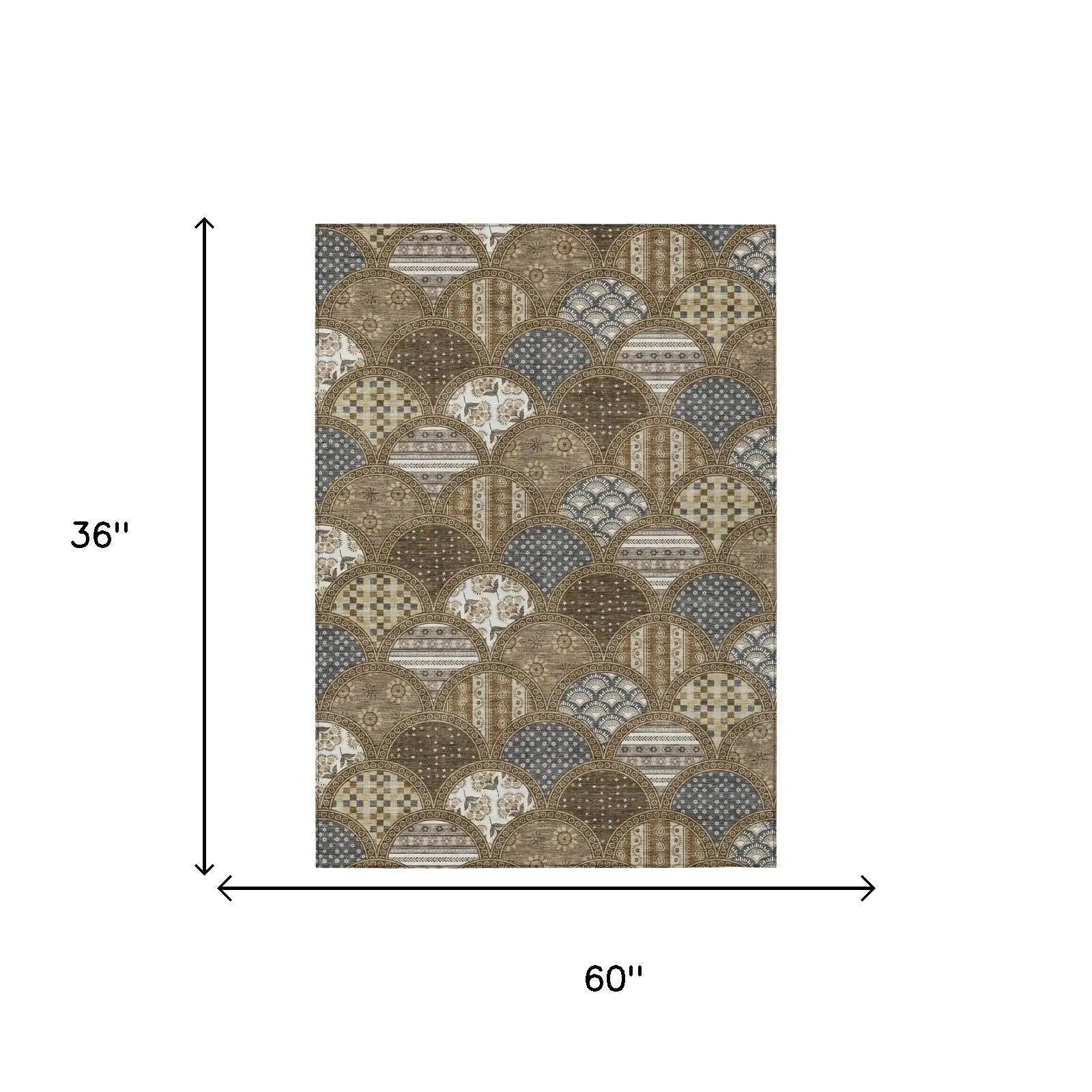 3' X 5' Chocolate And Brown Geometric Washable Indoor Outdoor Area Rug Homeroots Outdoor