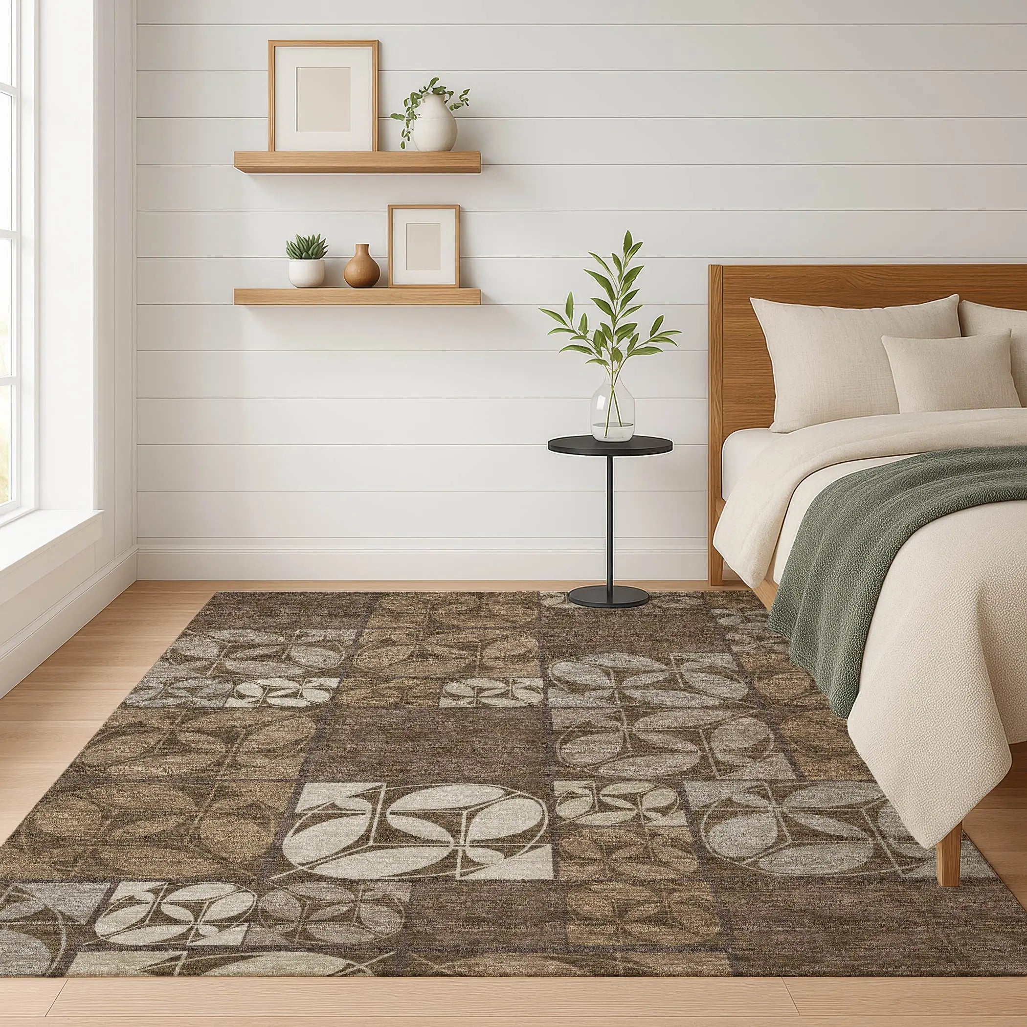 3' X 5' Chocolate And Brown Geometric Washable Indoor Outdoor Area Rug Homeroots Outdoor