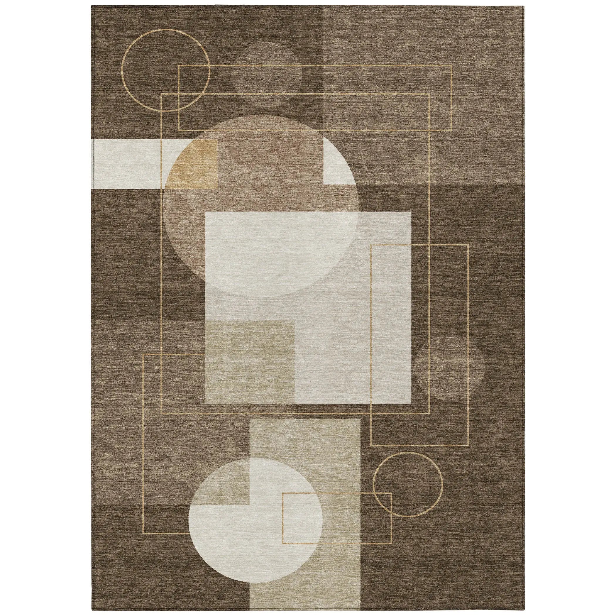 3' X 5' Chocolate And Brown Geometric Washable Indoor Outdoor Area Rug Homeroots Outdoor