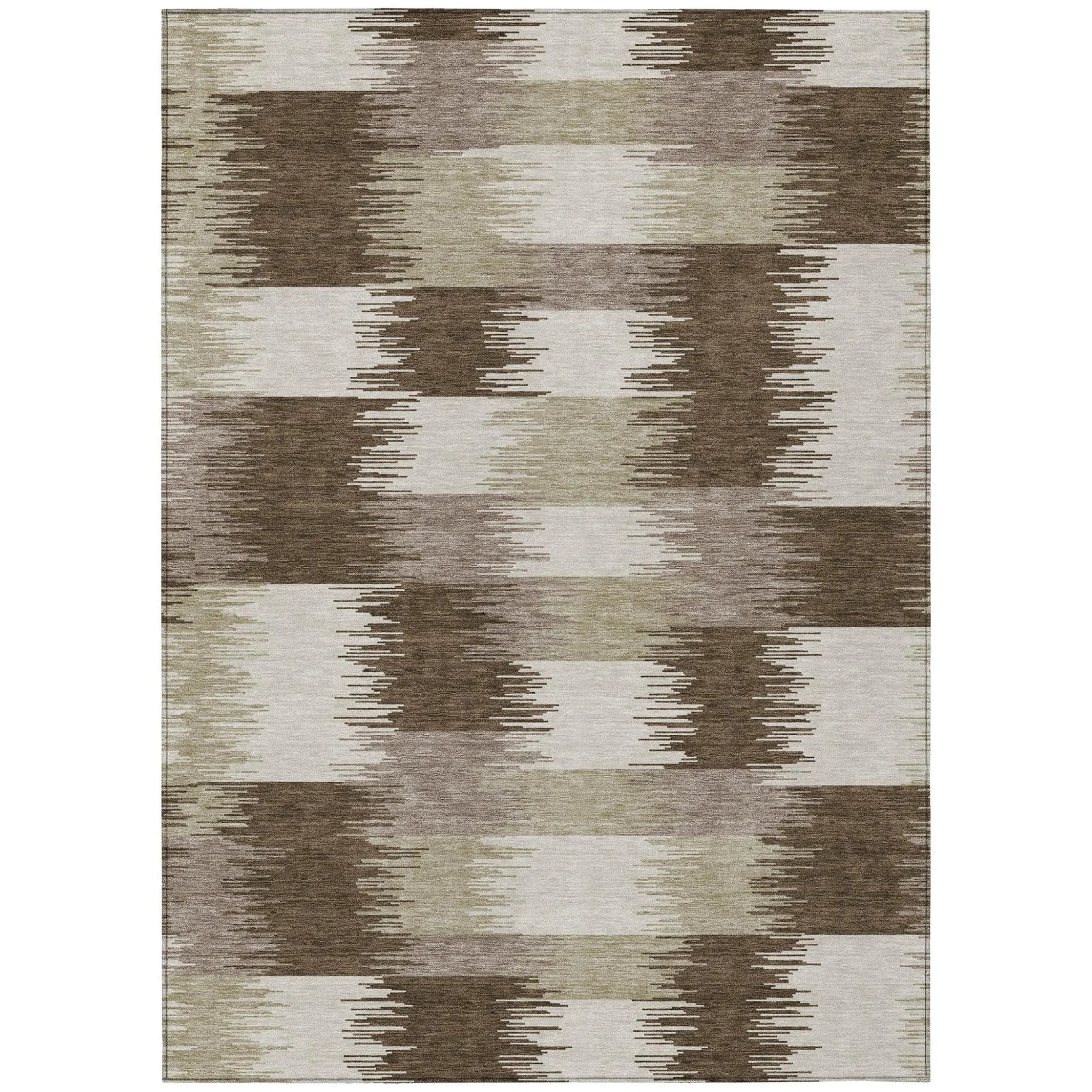 3' X 5' Chocolate And Brown Geometric Washable Indoor Outdoor Area Rug Homeroots Outdoor