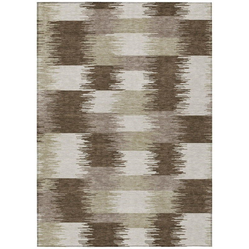3' X 5' Chocolate And Brown Geometric Washable Indoor Outdoor Area Rug Homeroots Outdoor