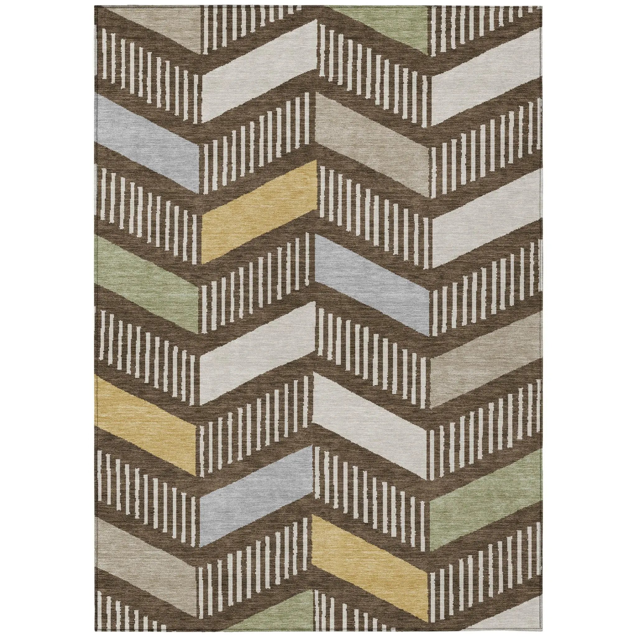 3' X 5' Chocolate And Brown Geometric Washable Indoor Outdoor Area Rug Homeroots Outdoor