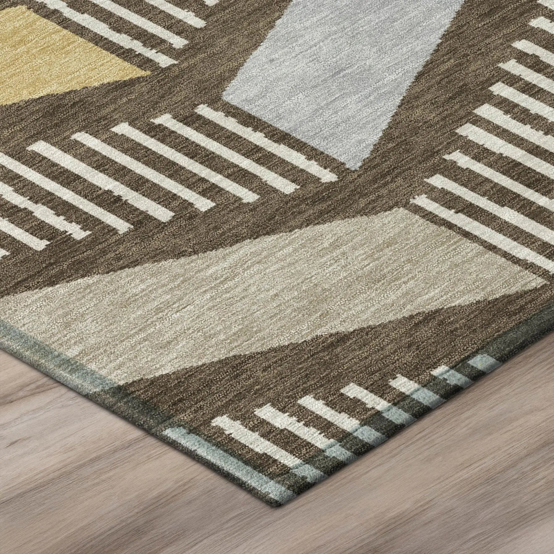 3' X 5' Chocolate And Brown Geometric Washable Indoor Outdoor Area Rug Homeroots Outdoor