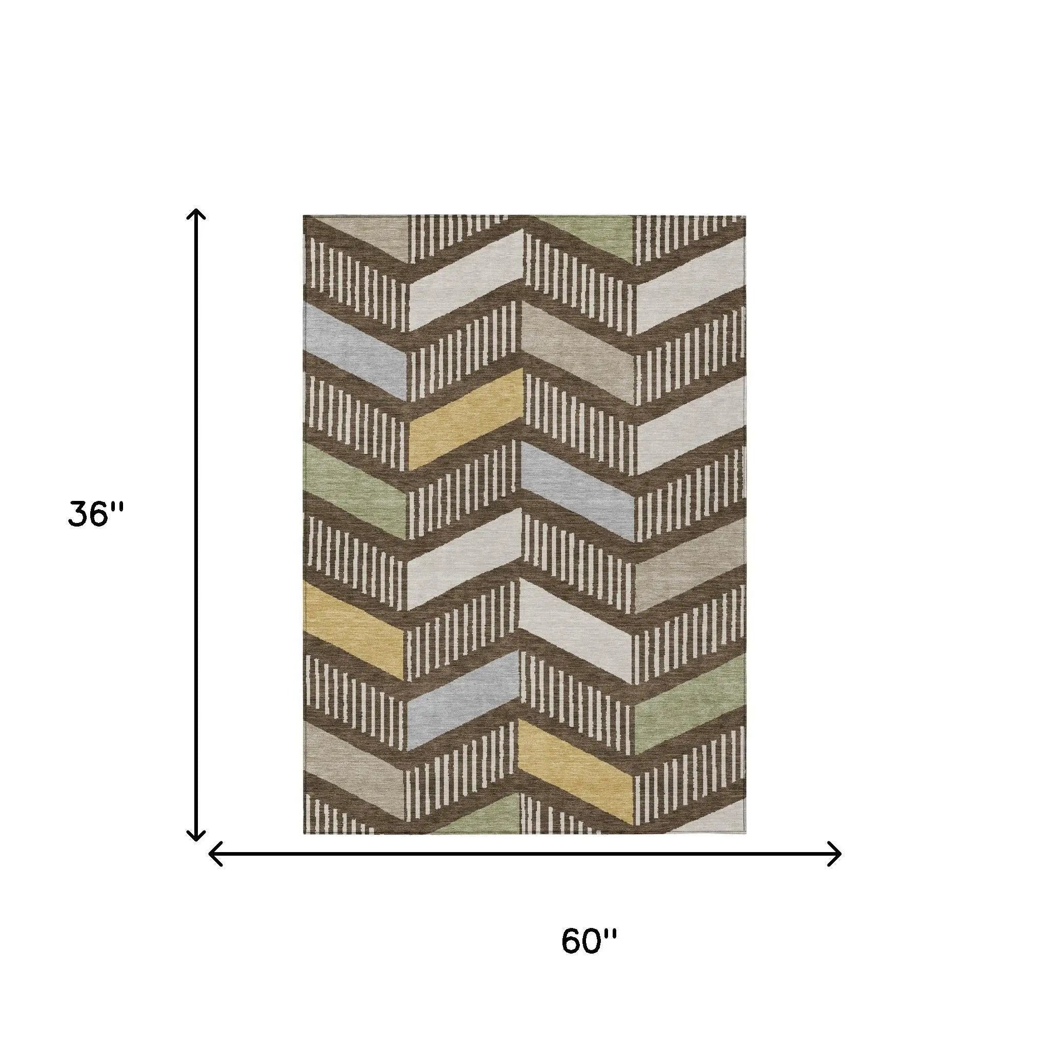 3' X 5' Chocolate And Brown Geometric Washable Indoor Outdoor Area Rug Homeroots Outdoor