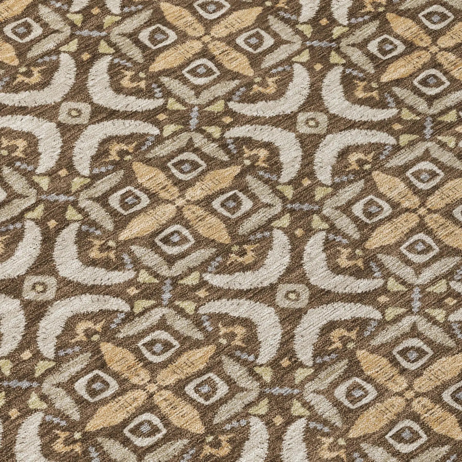 3' X 5' Chocolate And Brown Geometric Washable Indoor Outdoor Area Rug Homeroots Outdoor