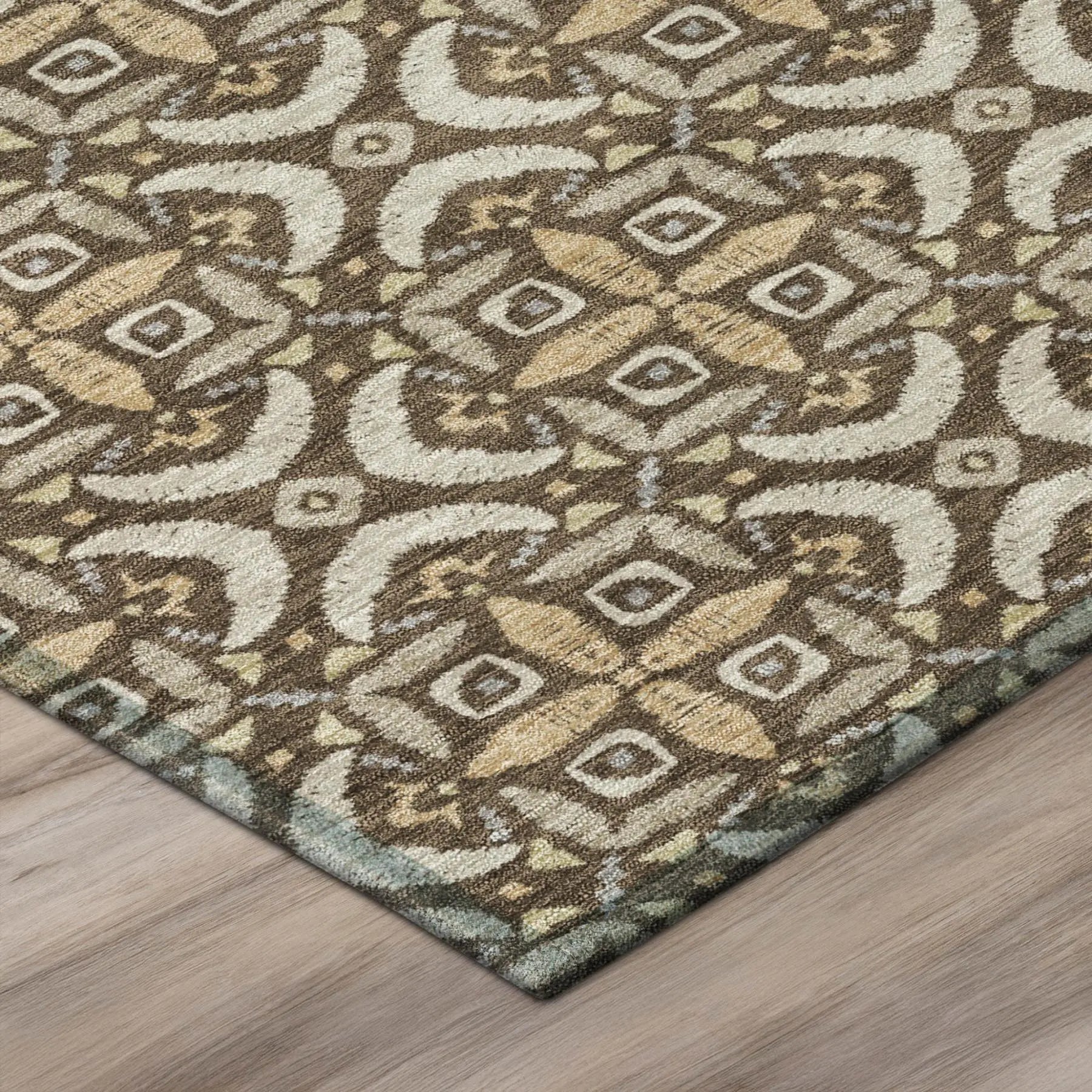 3' X 5' Chocolate And Brown Geometric Washable Indoor Outdoor Area Rug Homeroots Outdoor