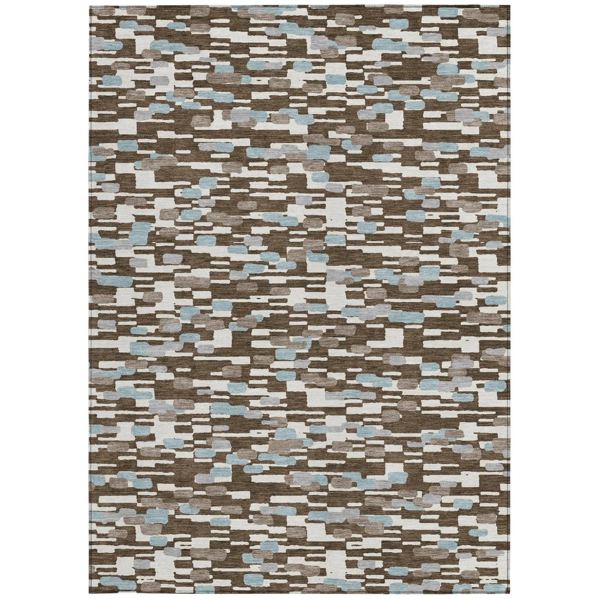 3' X 5' Chocolate And Brown Geometric Washable Indoor Outdoor Area Rug Homeroots Outdoor