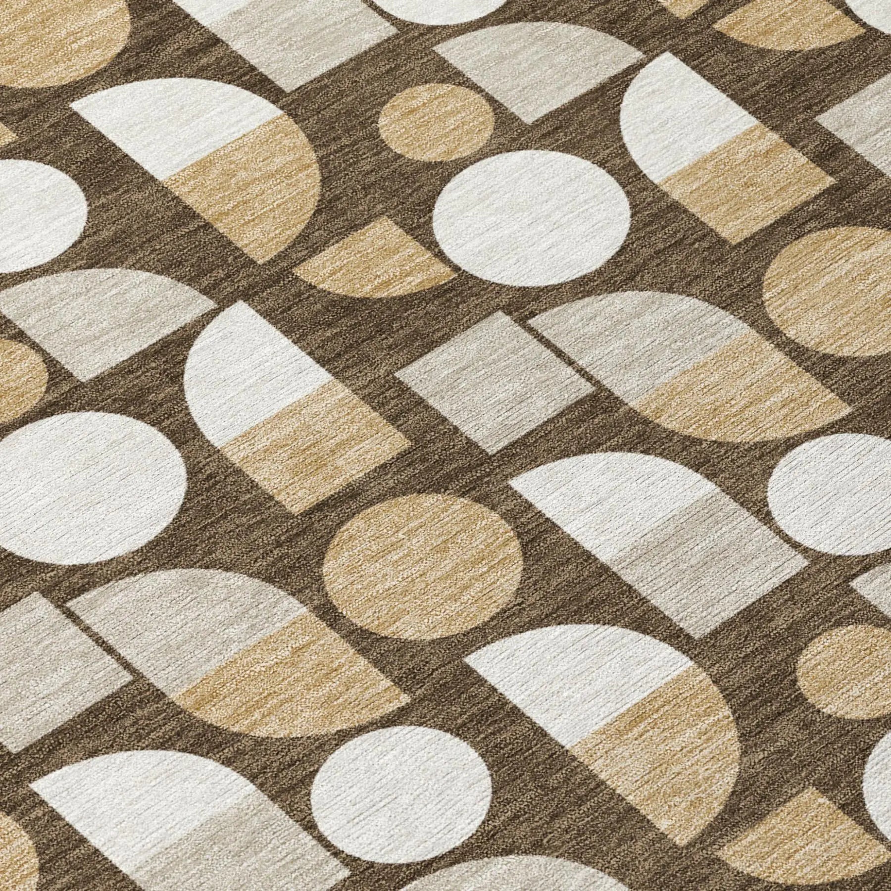 3' X 5' Chocolate And Brown Geometric Washable Indoor Outdoor Area Rug Homeroots Outdoor