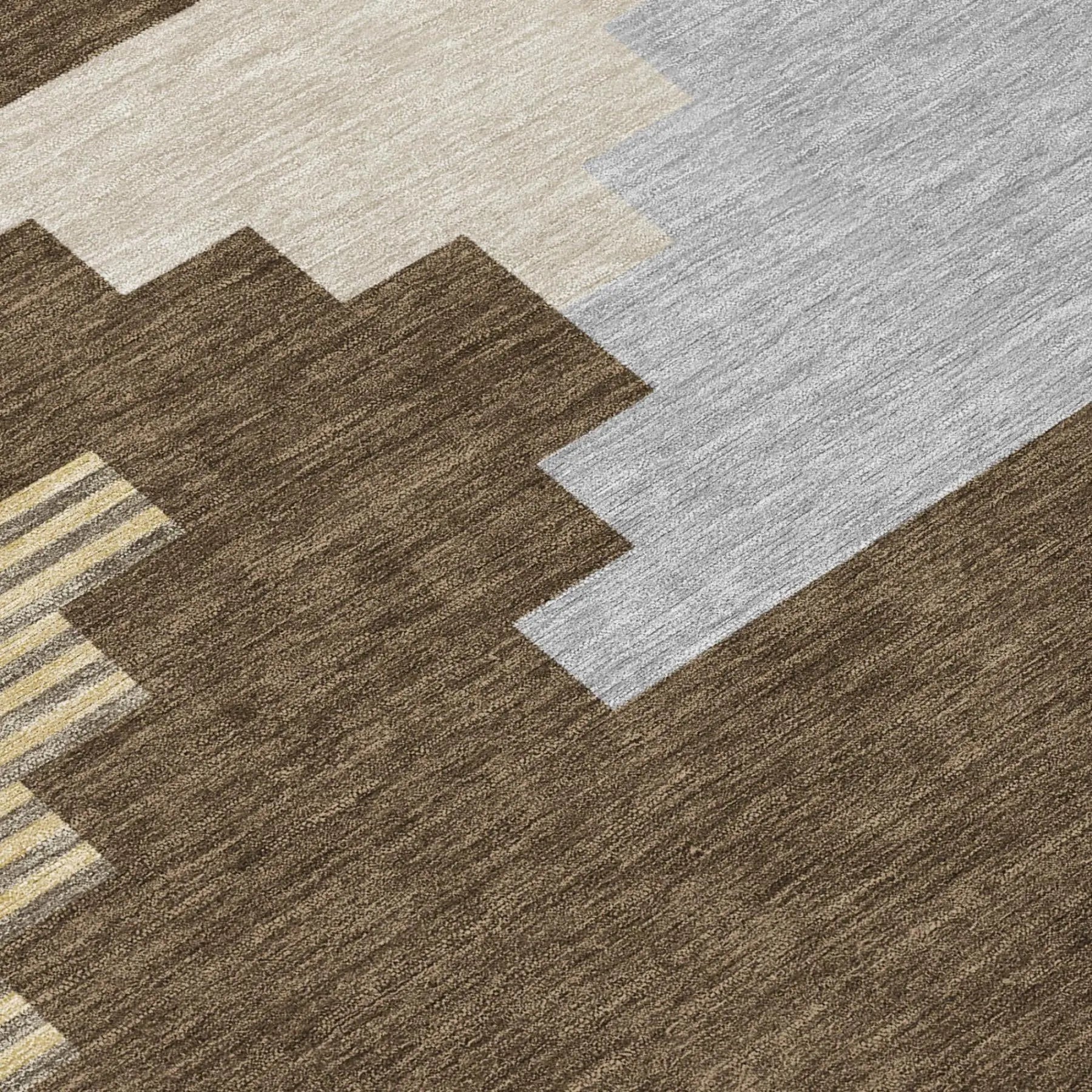 3' X 5' Chocolate And Brown Geometric Washable Indoor Outdoor Area Rug Homeroots Outdoor