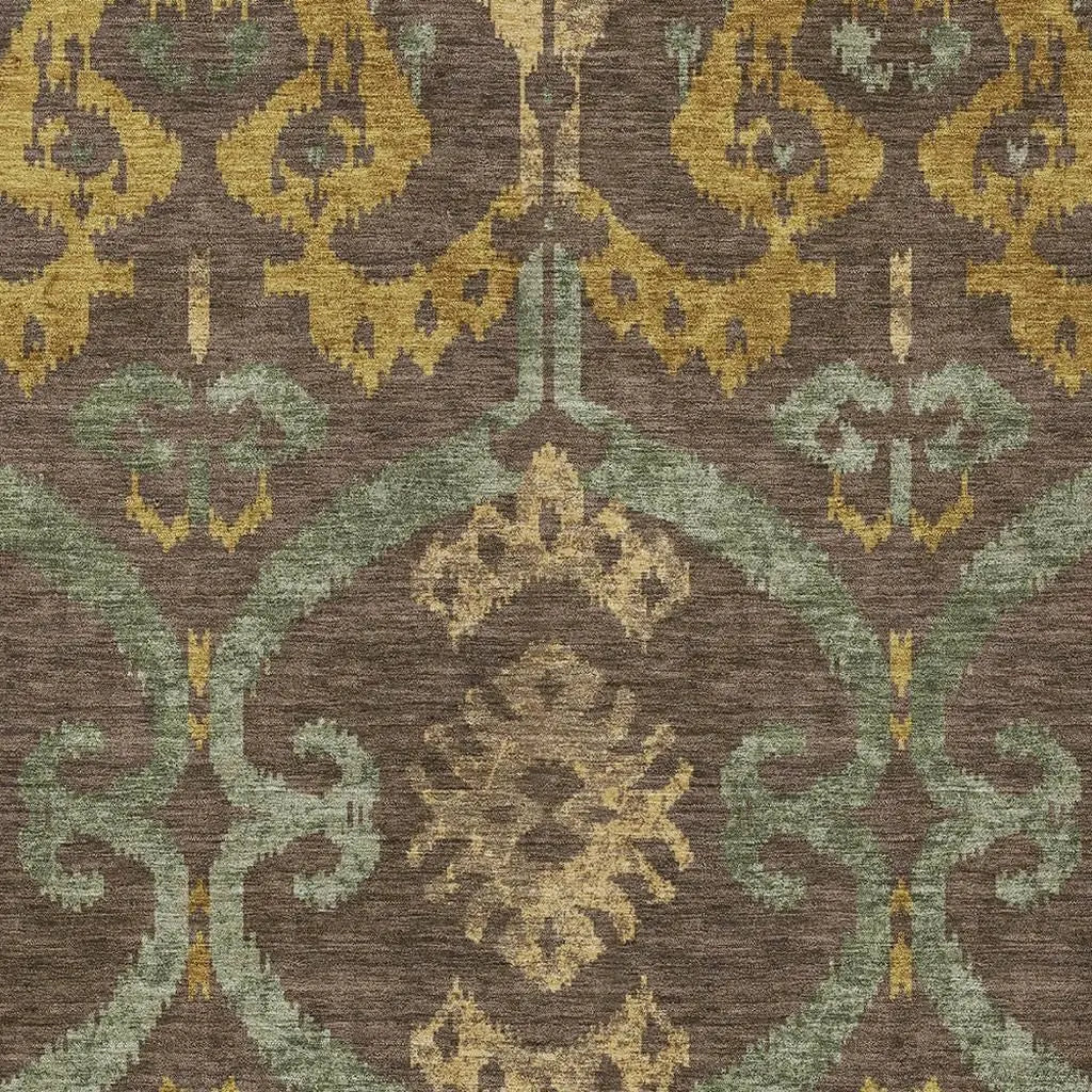 3' X 5' Chocolate And Brown Ikat Washable Indoor Outdoor Area Rug Homeroots Outdoor