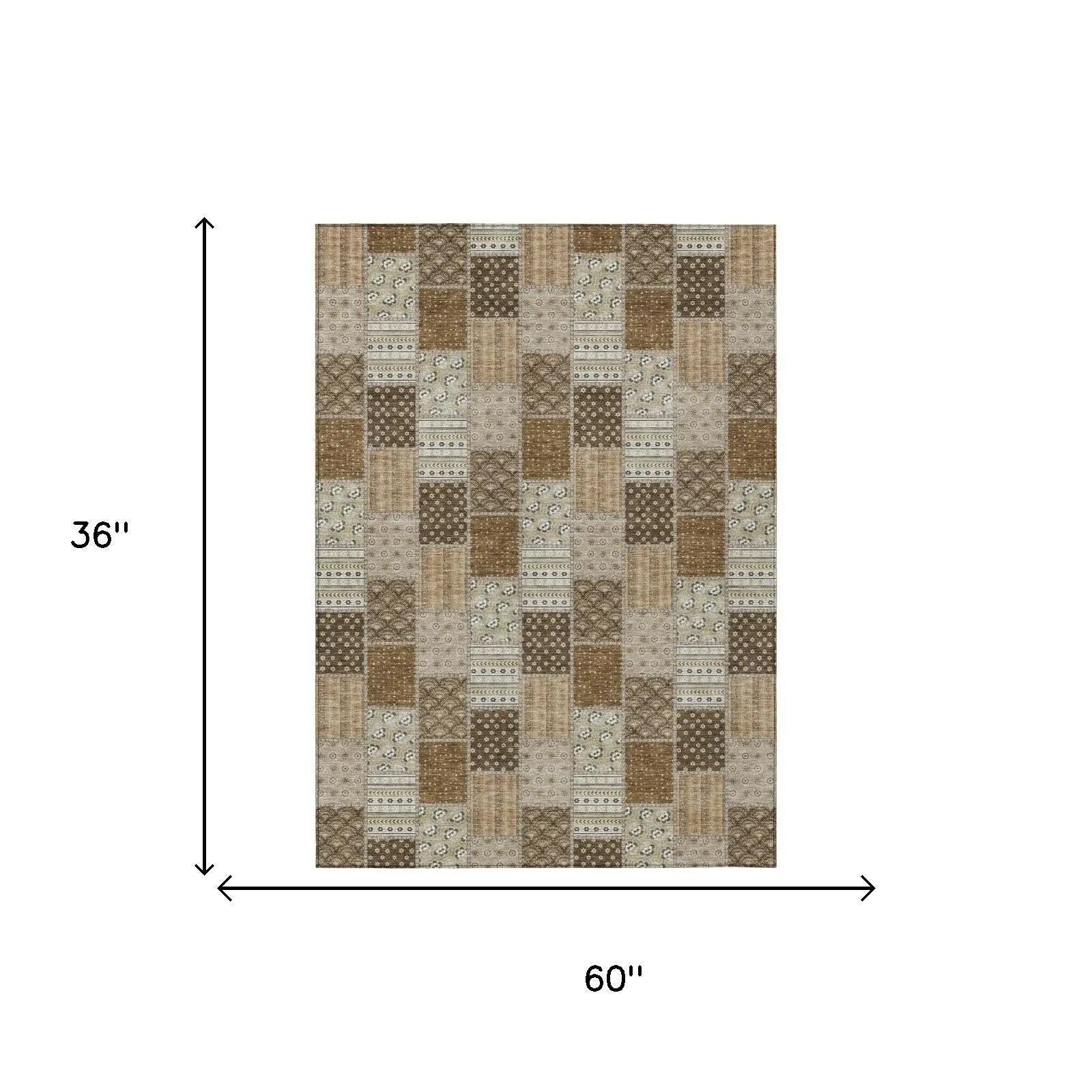 3' X 5' Chocolate And Brown Patchwork Washable Indoor Outdoor Area Rug Homeroots Outdoor
