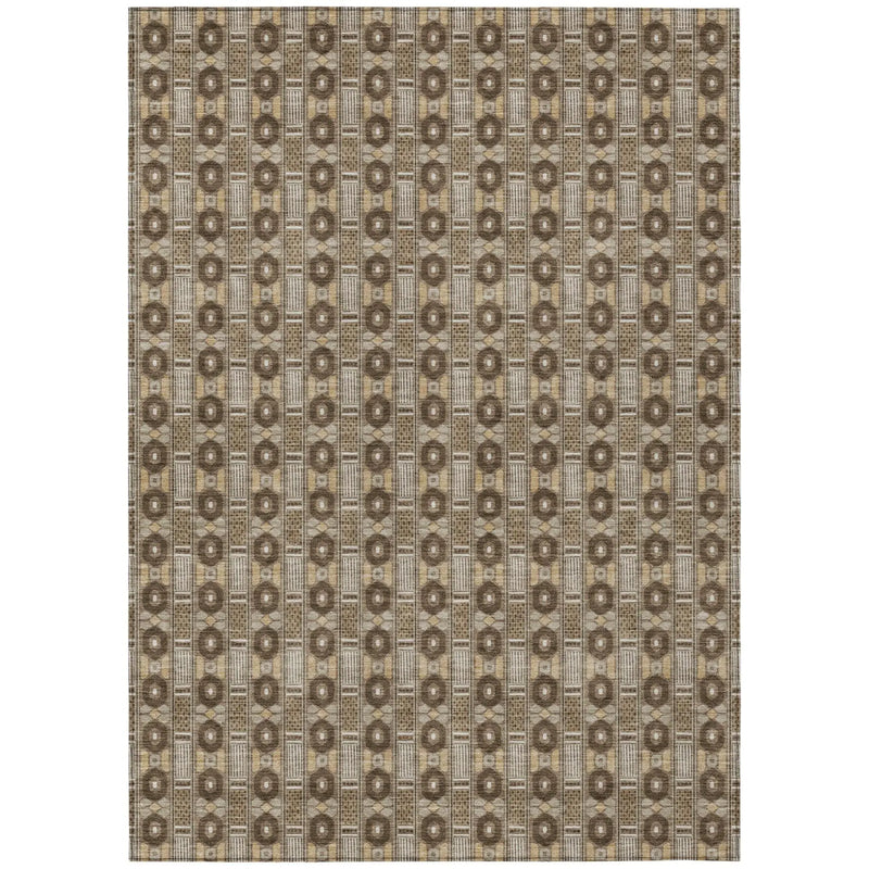 3' X 5' Chocolate And Brown Striped Washable Indoor Outdoor Area Rug Homeroots Outdoor