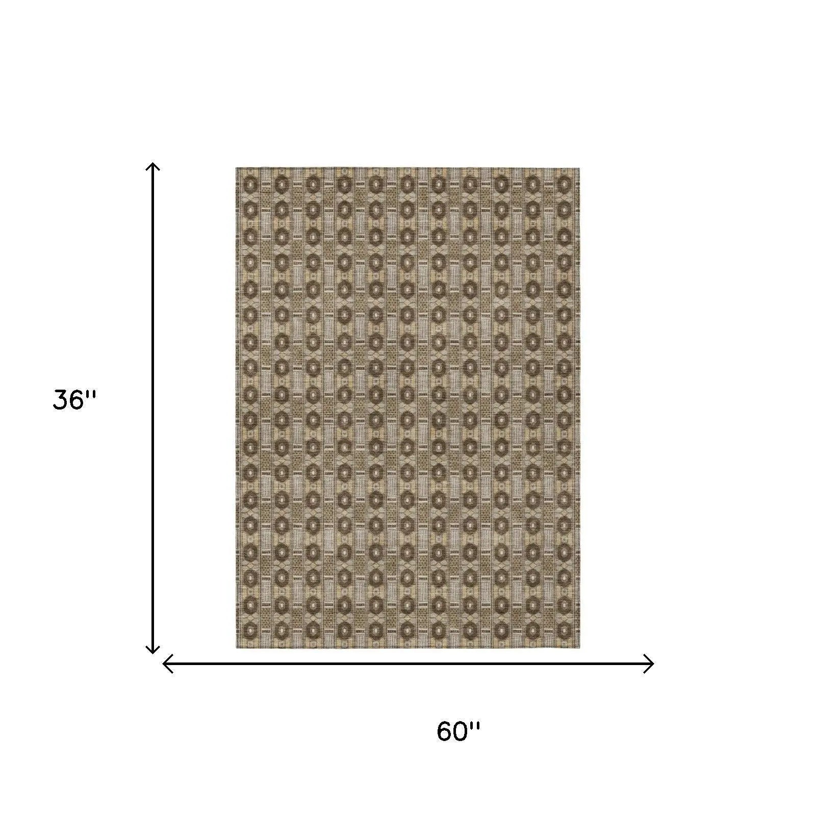 3' X 5' Chocolate And Brown Striped Washable Indoor Outdoor Area Rug Homeroots Outdoor