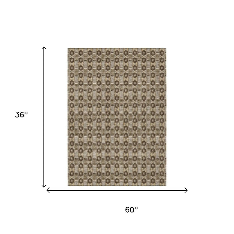 3' X 5' Chocolate And Brown Striped Washable Indoor Outdoor Area Rug Homeroots Outdoor