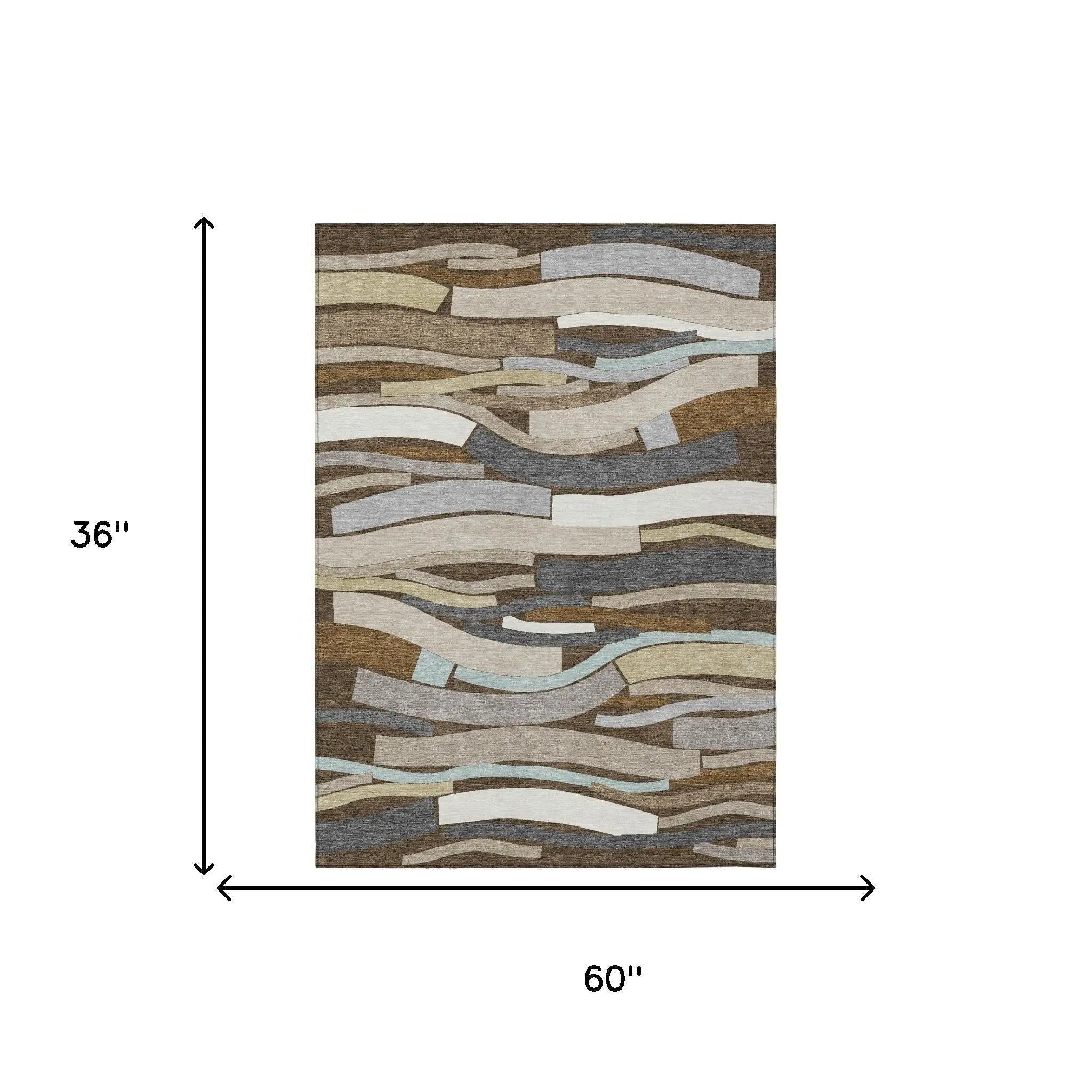 3' X 5' Chocolate And Brown Striped Washable Indoor Outdoor Area Rug Homeroots Outdoor