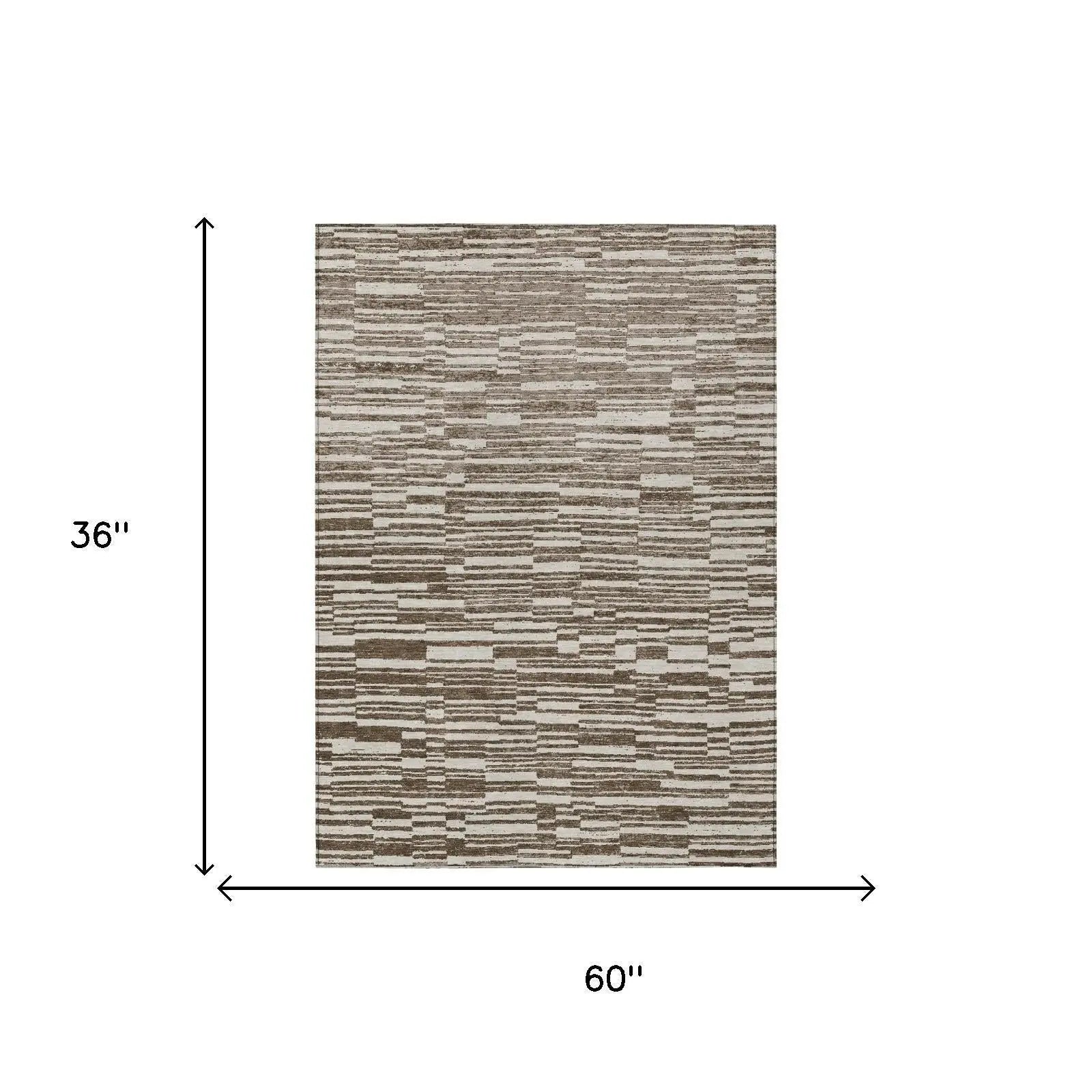 3' X 5' Chocolate And Brown Striped Washable Indoor Outdoor Area Rug Homeroots Outdoor
